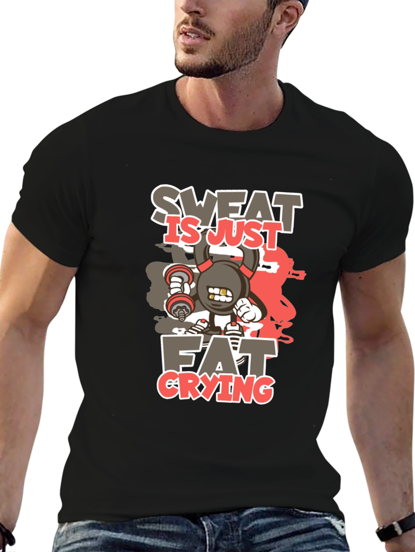 Sweat is Just Fat Crying Graphic T-Shirt