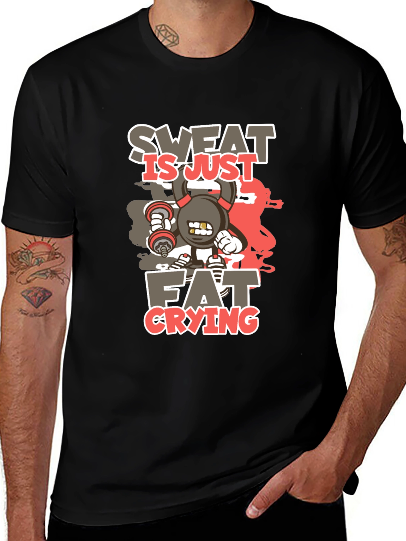 Sweat is Just Fat Crying Graphic T-Shirt