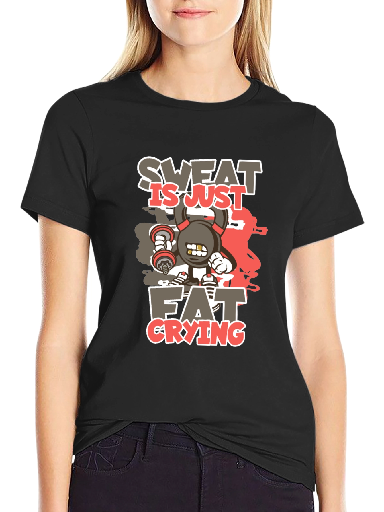 Sweat is Just Fat Crying Graphic T-Shirt