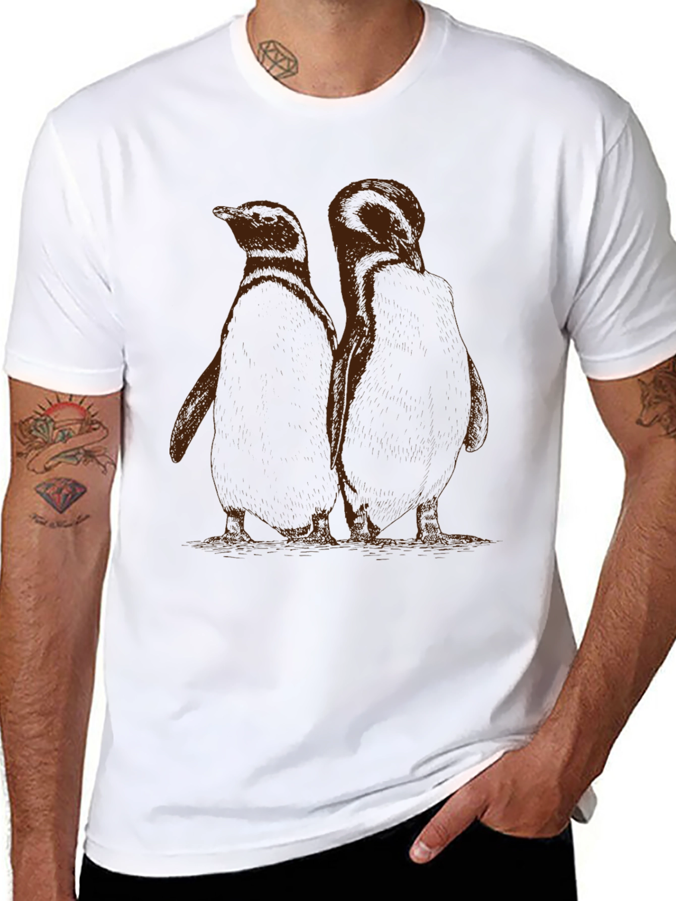 Penguin Graphic Black Cotton T-Shirt