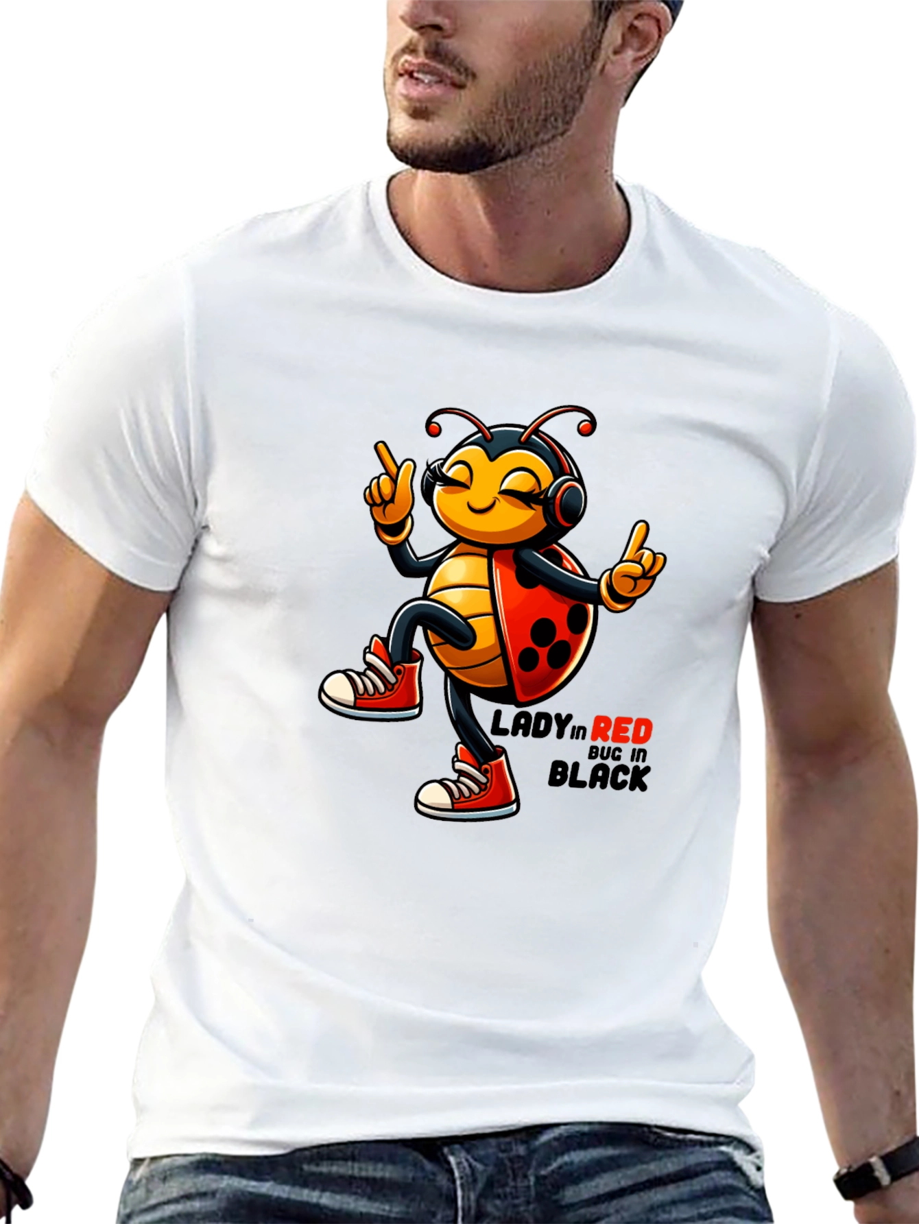 Ladybug in Red & Black Graphic Tee