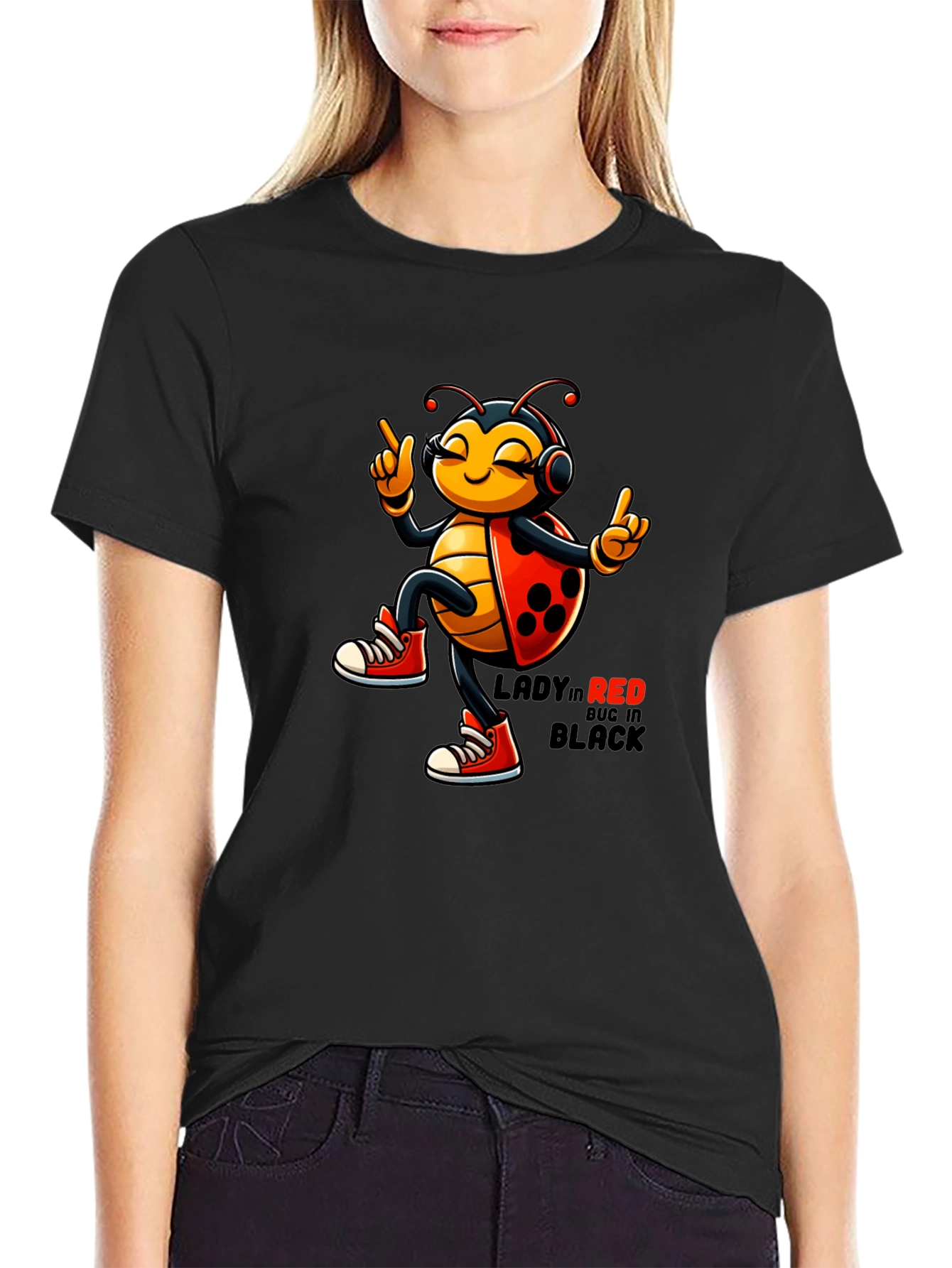 Ladybug in Red & Black Graphic Tee
