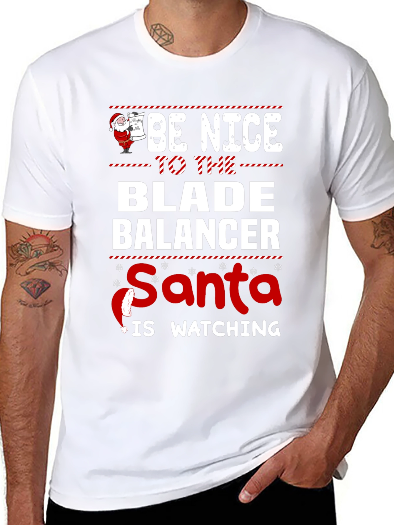 Be Nice to The Blade Balancer Santa T-Shirt