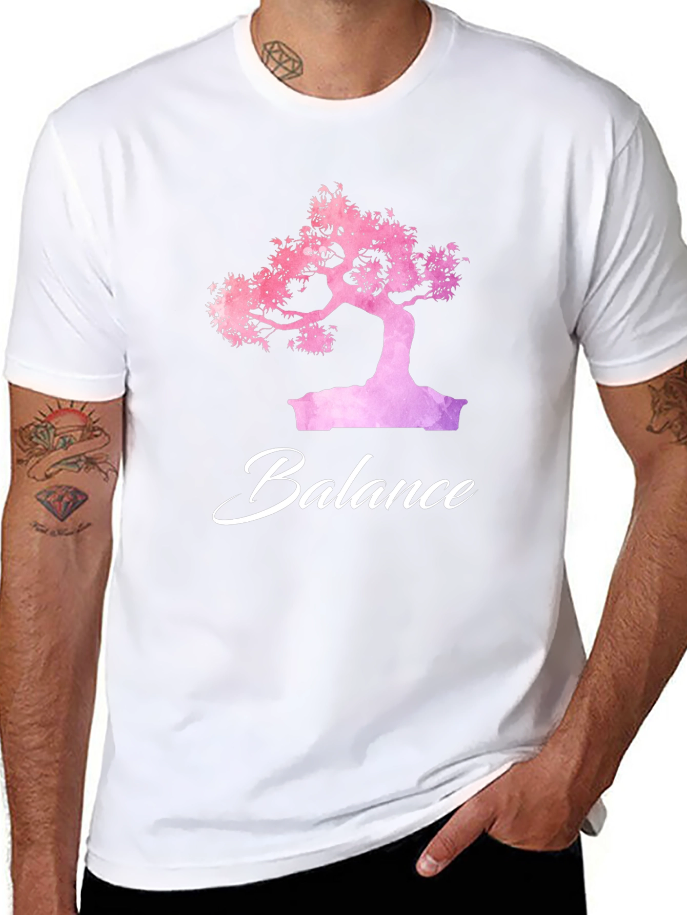 Balance Bonsai Tree Graphic T-Shirt - Zen Style
