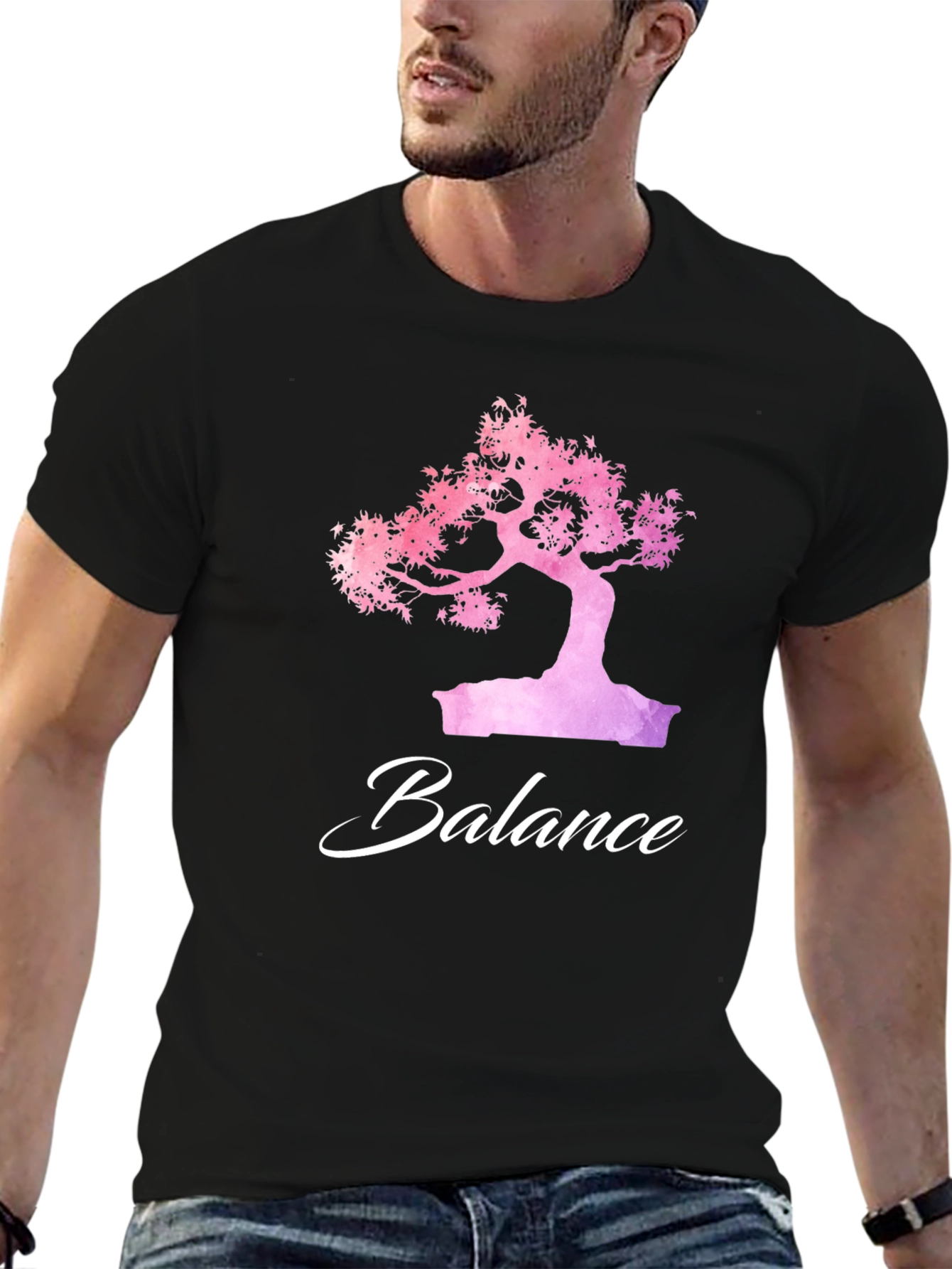 Balance Bonsai Tree Graphic T-Shirt - Zen Style
