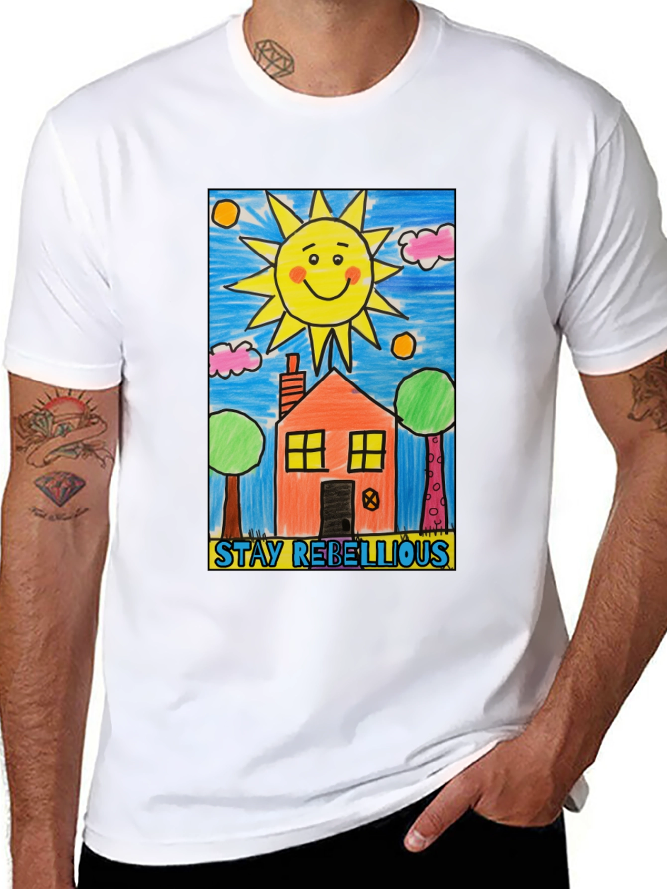 Stay Rebellious House Sun Graphic T-Shirt