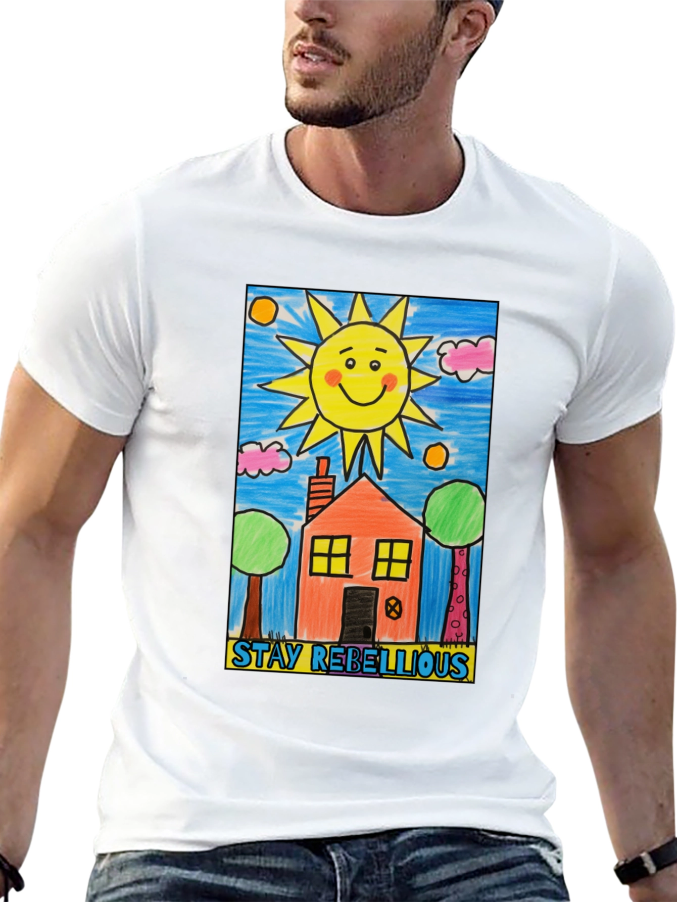 Stay Rebellious House Sun Graphic T-Shirt