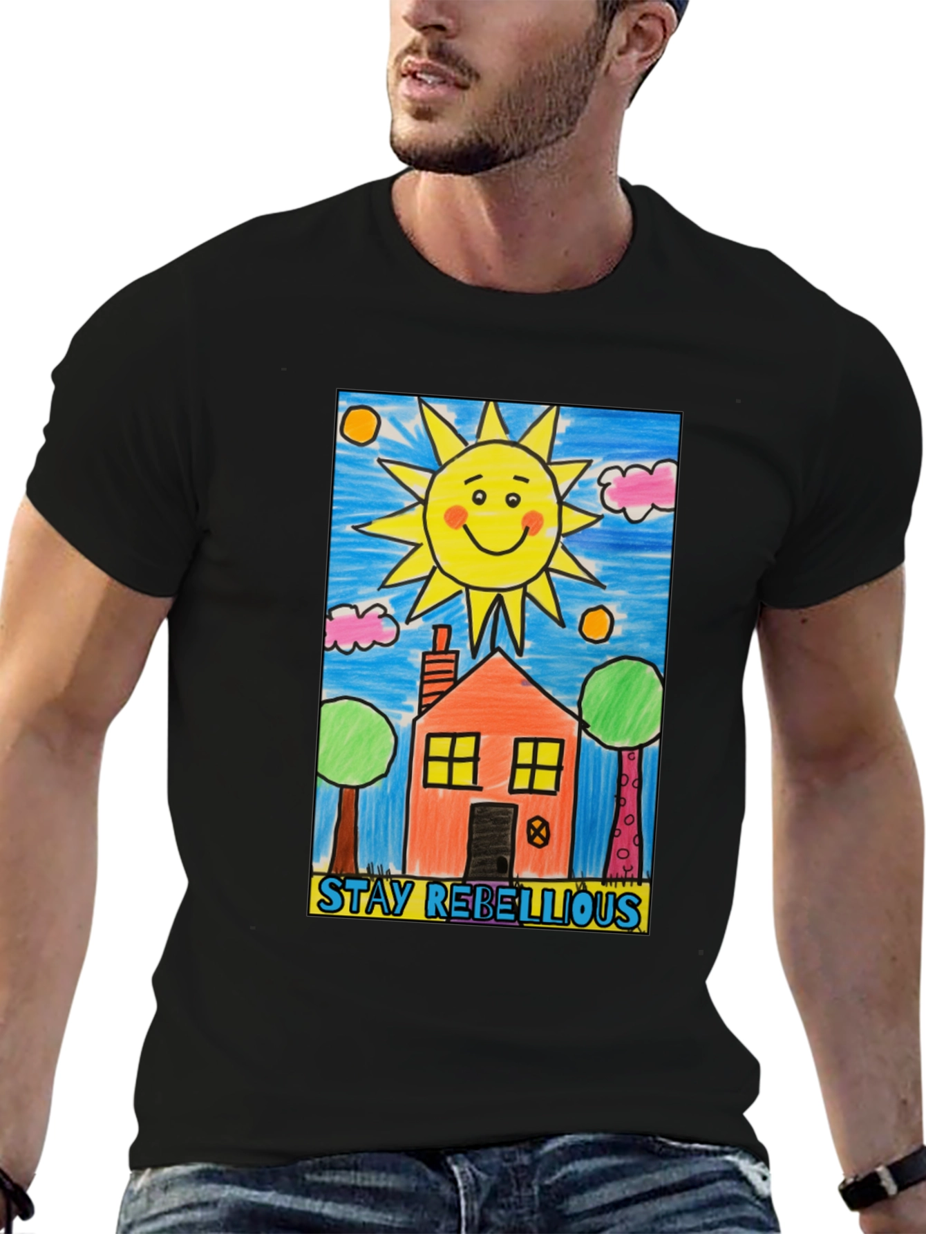 Stay Rebellious House Sun Graphic T-Shirt