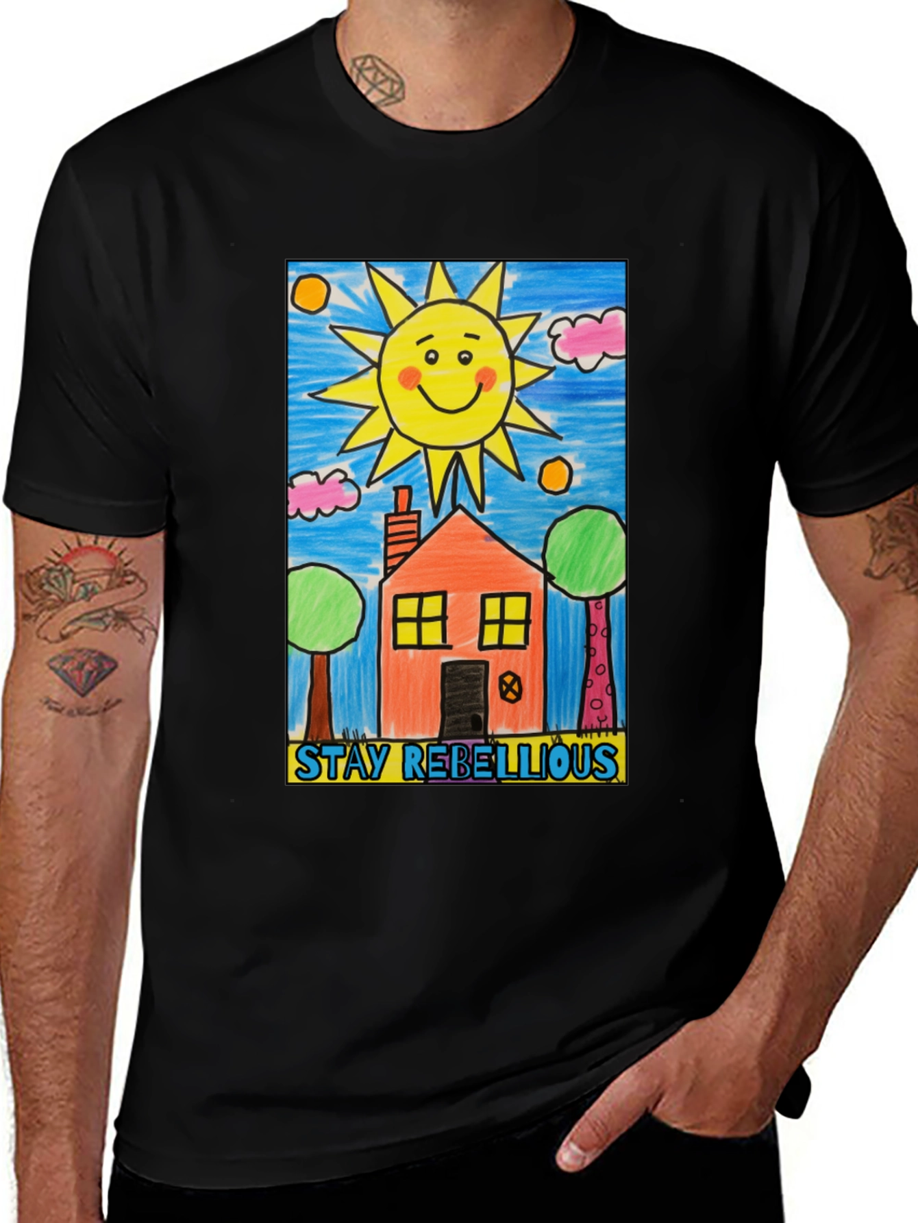Stay Rebellious House Sun Graphic T-Shirt