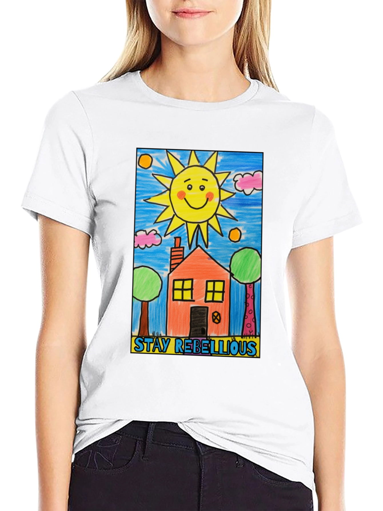 Stay Rebellious House Sun Graphic T-Shirt