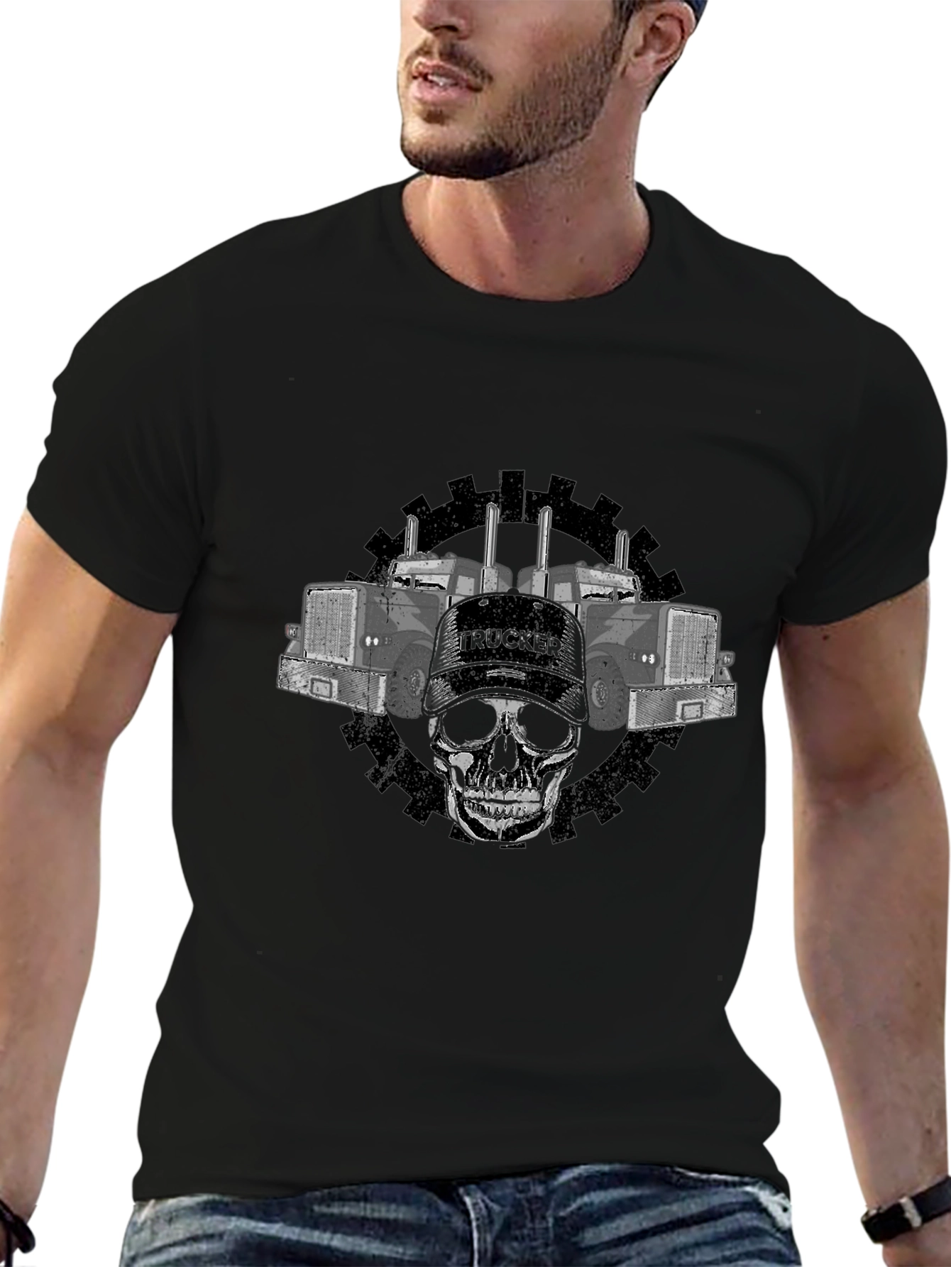 Trucker Skull Graphic T-Shirt - Diesel Power
