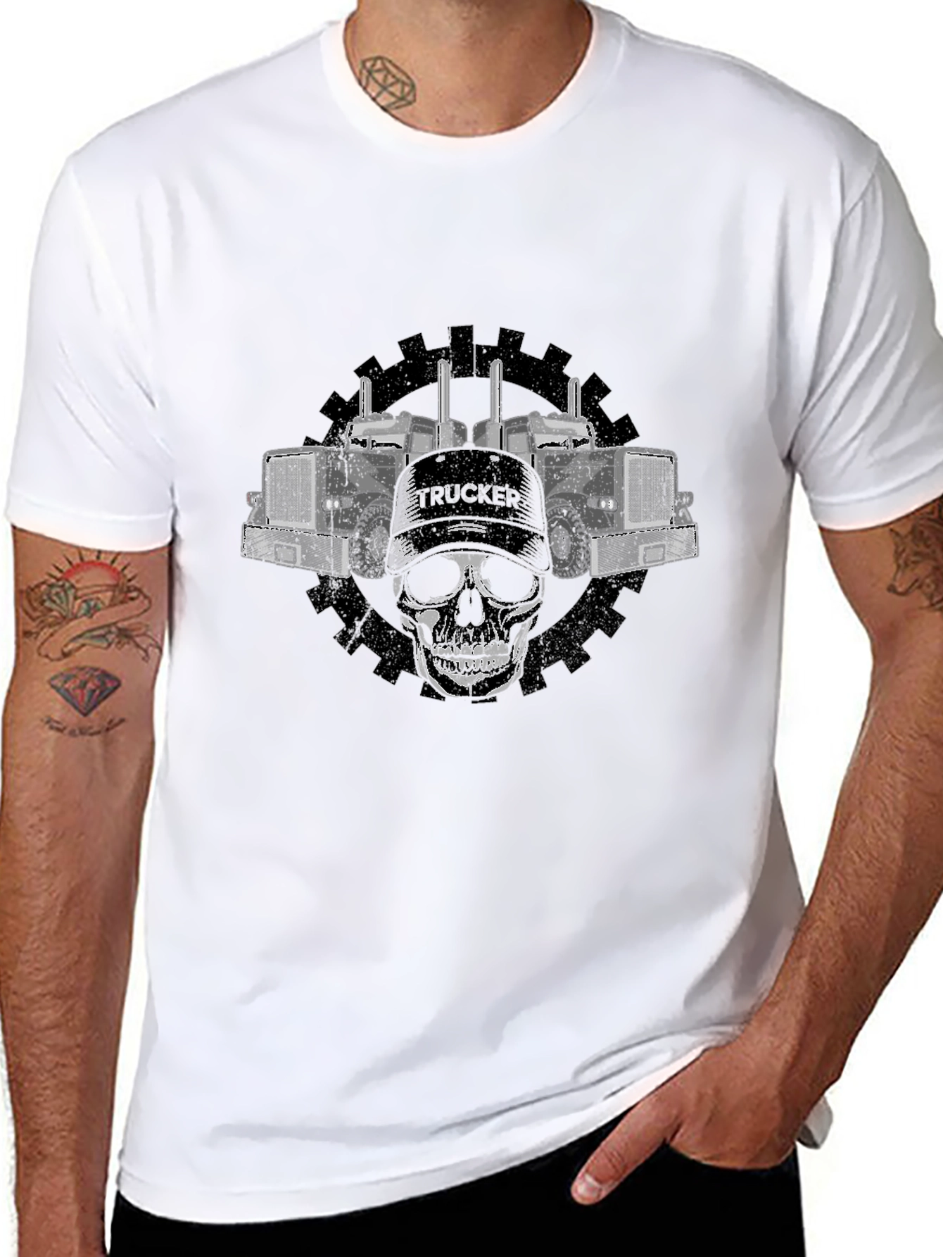 Trucker Skull Graphic T-Shirt - Diesel Power