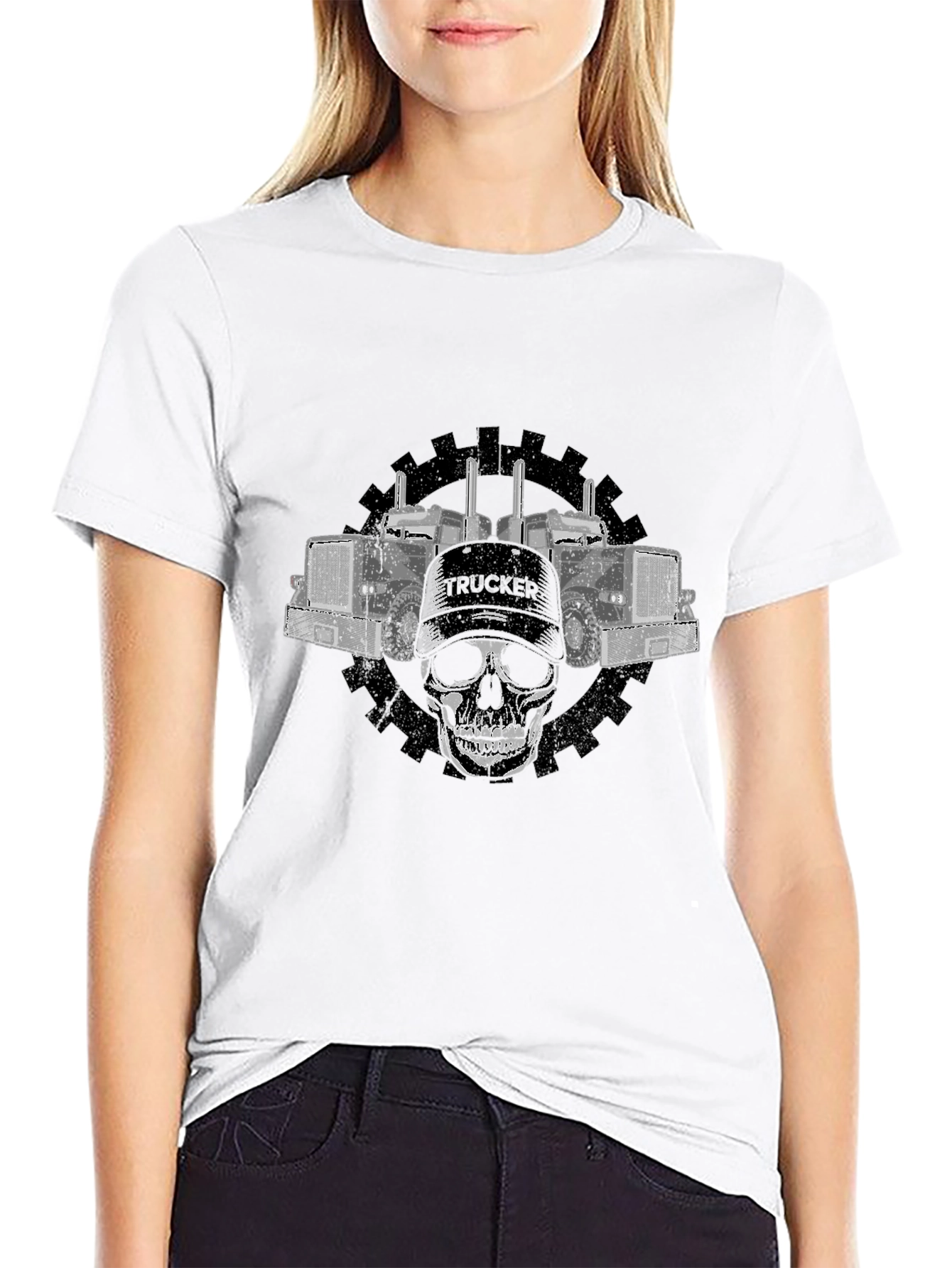 Trucker Skull Graphic T-Shirt - Diesel Power
