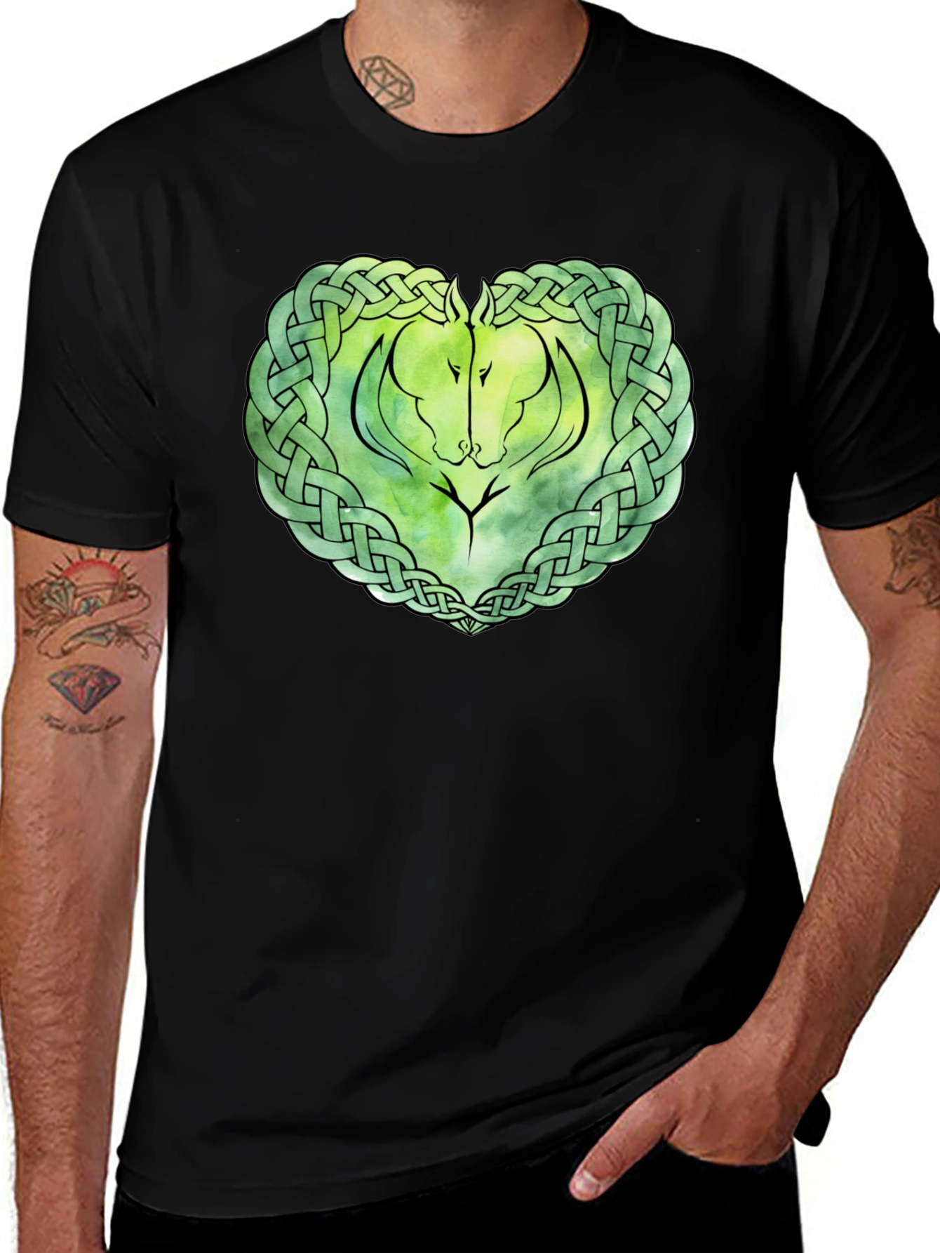 Celtic Horse Knot Graphic T-Shirt - Black