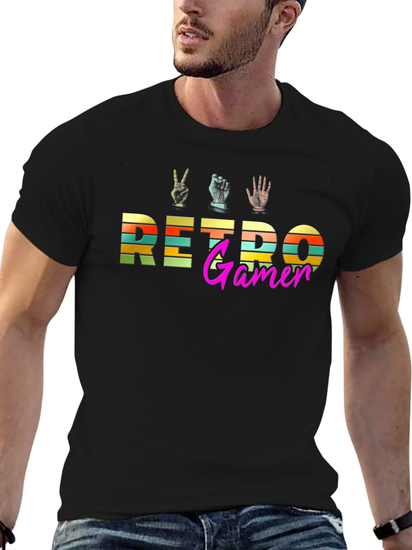 Retro Gamer Graphic T-Shirt - Black