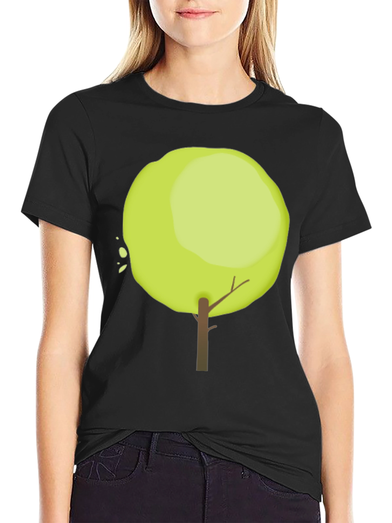 Tree Graphic Black Cotton Casual T-Shirt