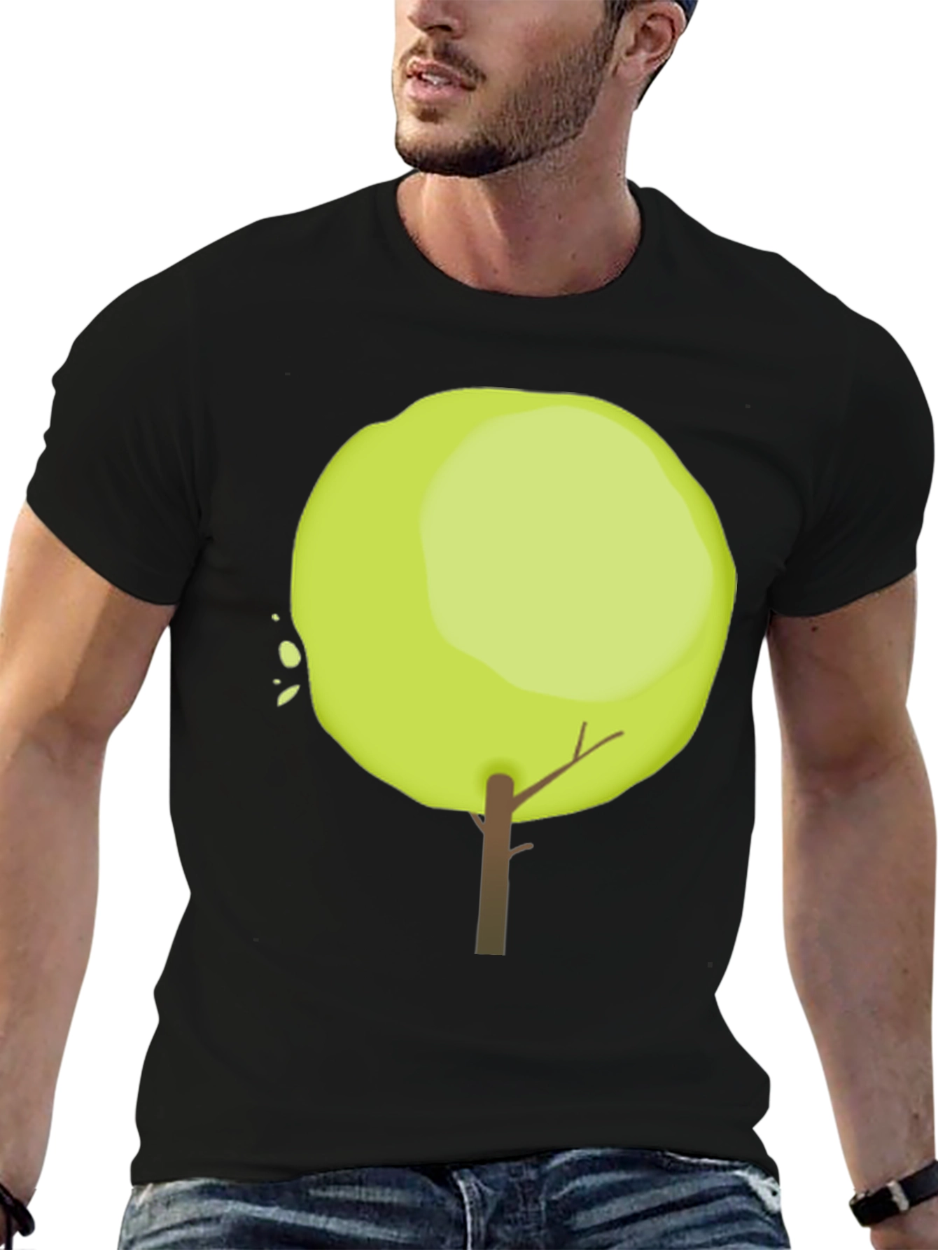 Tree Graphic Black Cotton Casual T-Shirt
