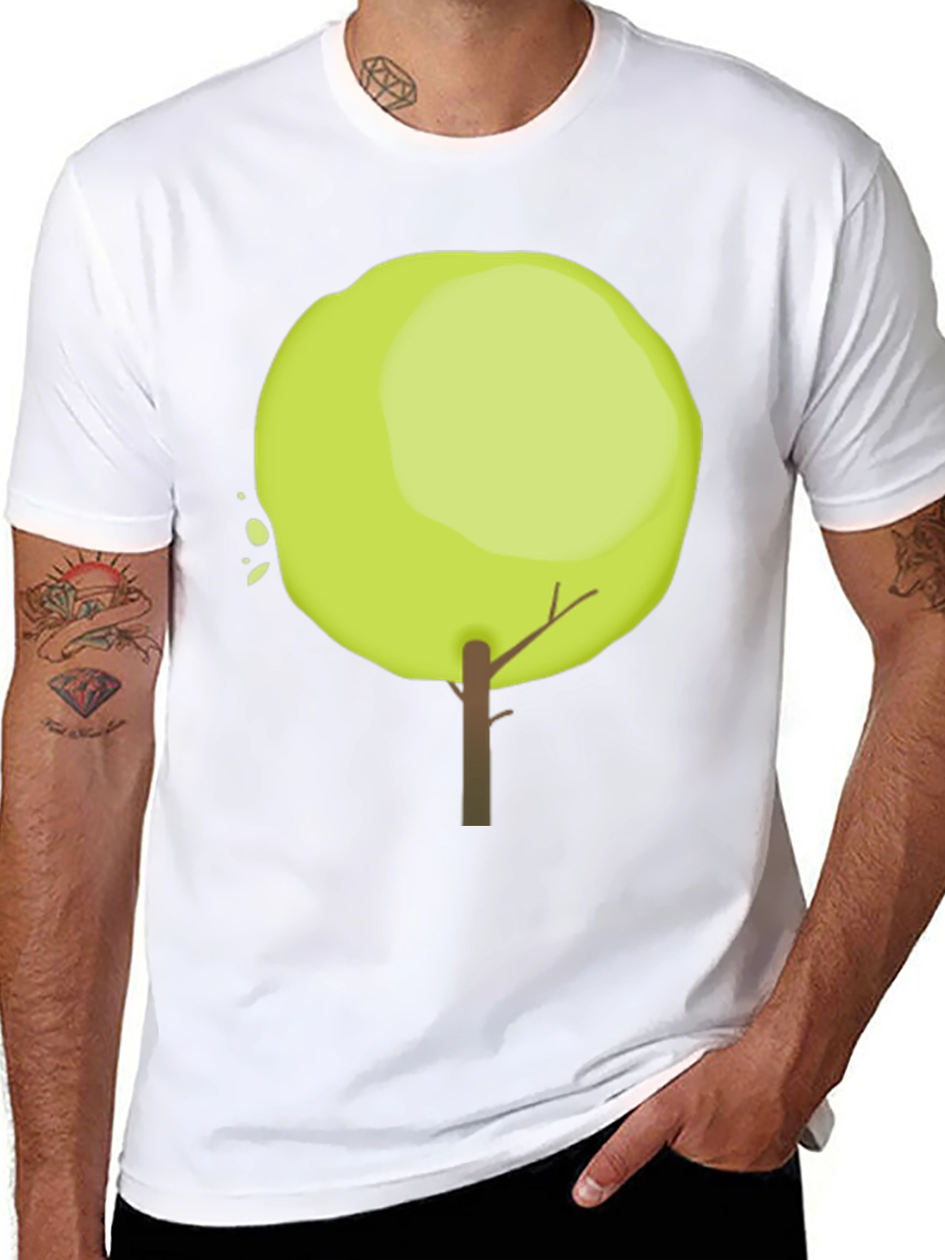 Tree Graphic Black Cotton Casual T-Shirt