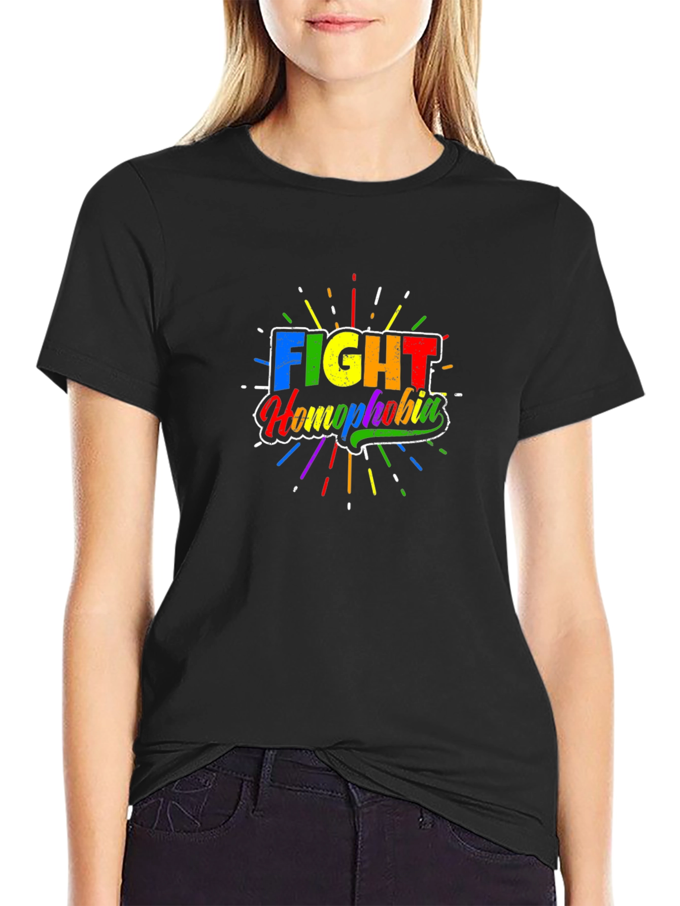 Fight Homophobia Rainbow Graphic Tee