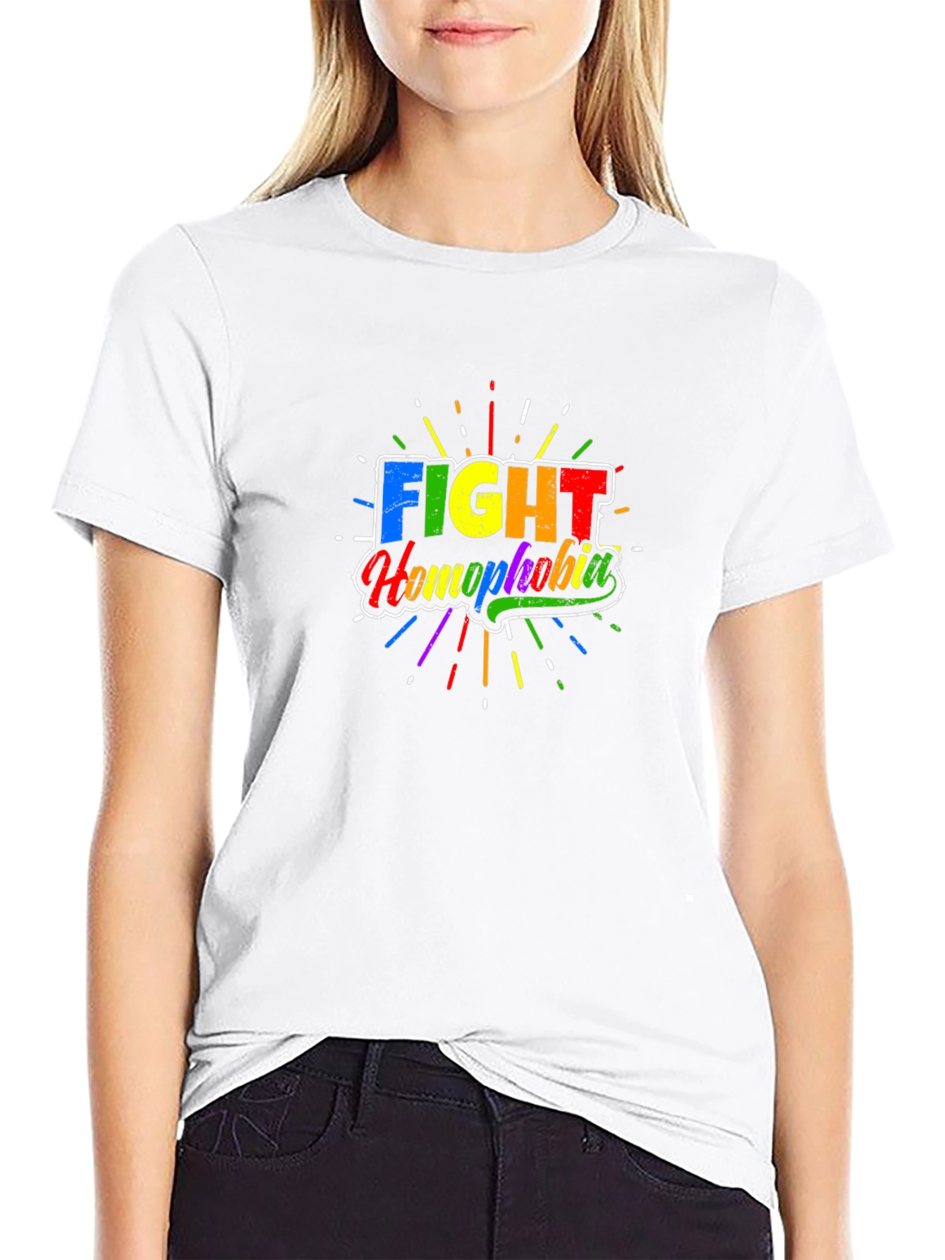 Fight Homophobia Rainbow Graphic Tee