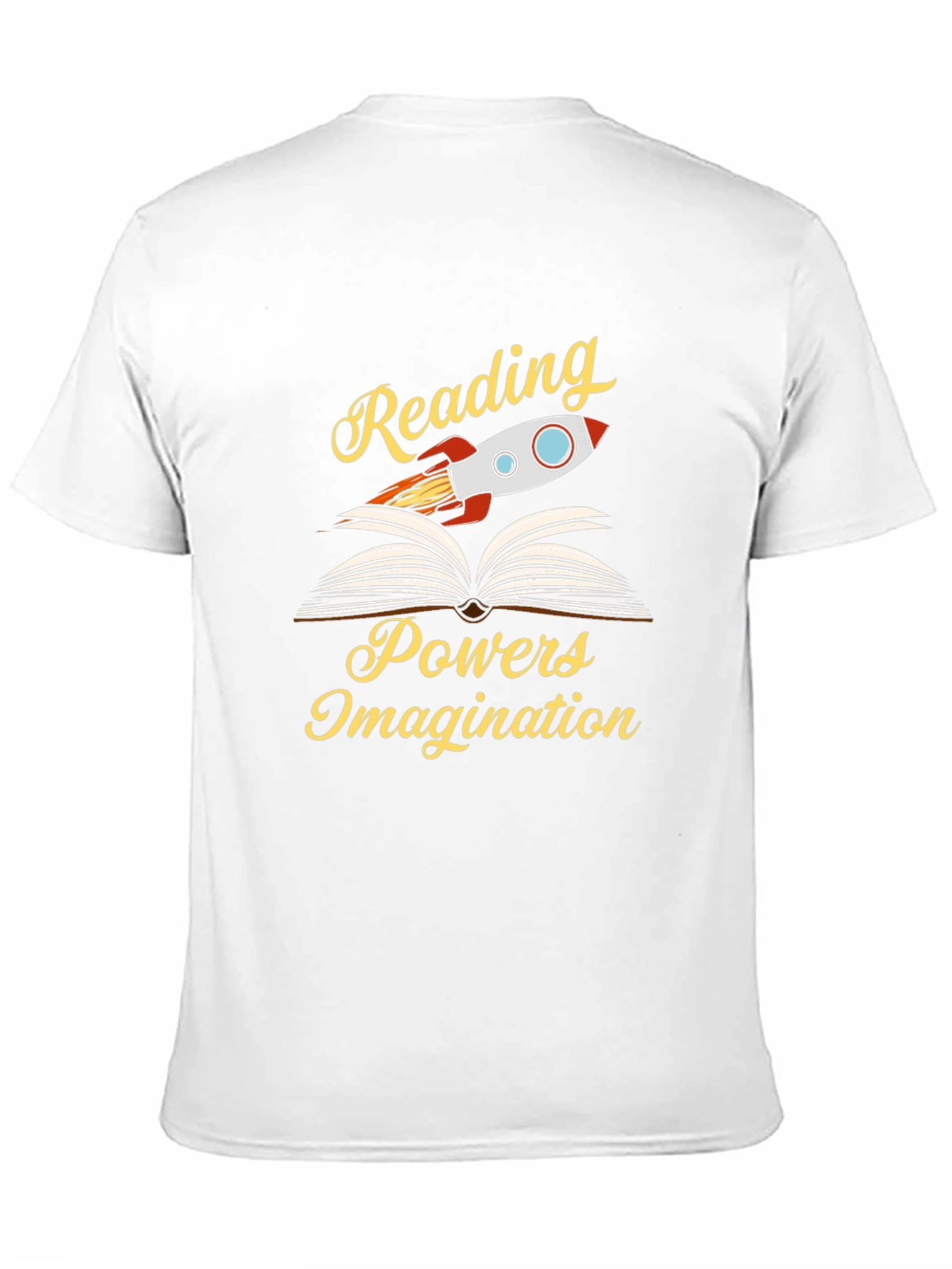 Reading Powers Imagination T-Shirt - Book Lover Rocket Tee