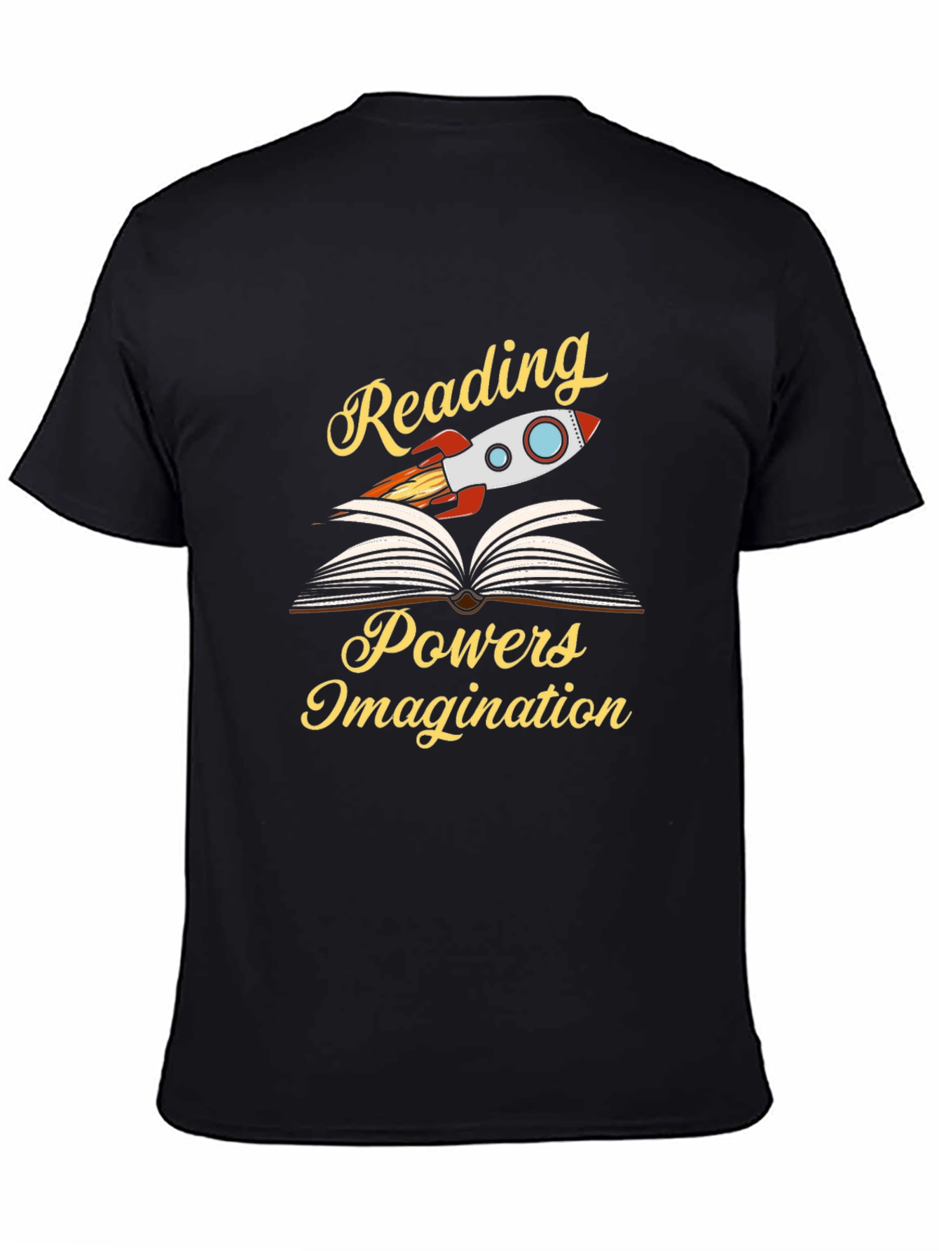 Reading Powers Imagination T-Shirt - Book Lover Rocket Tee