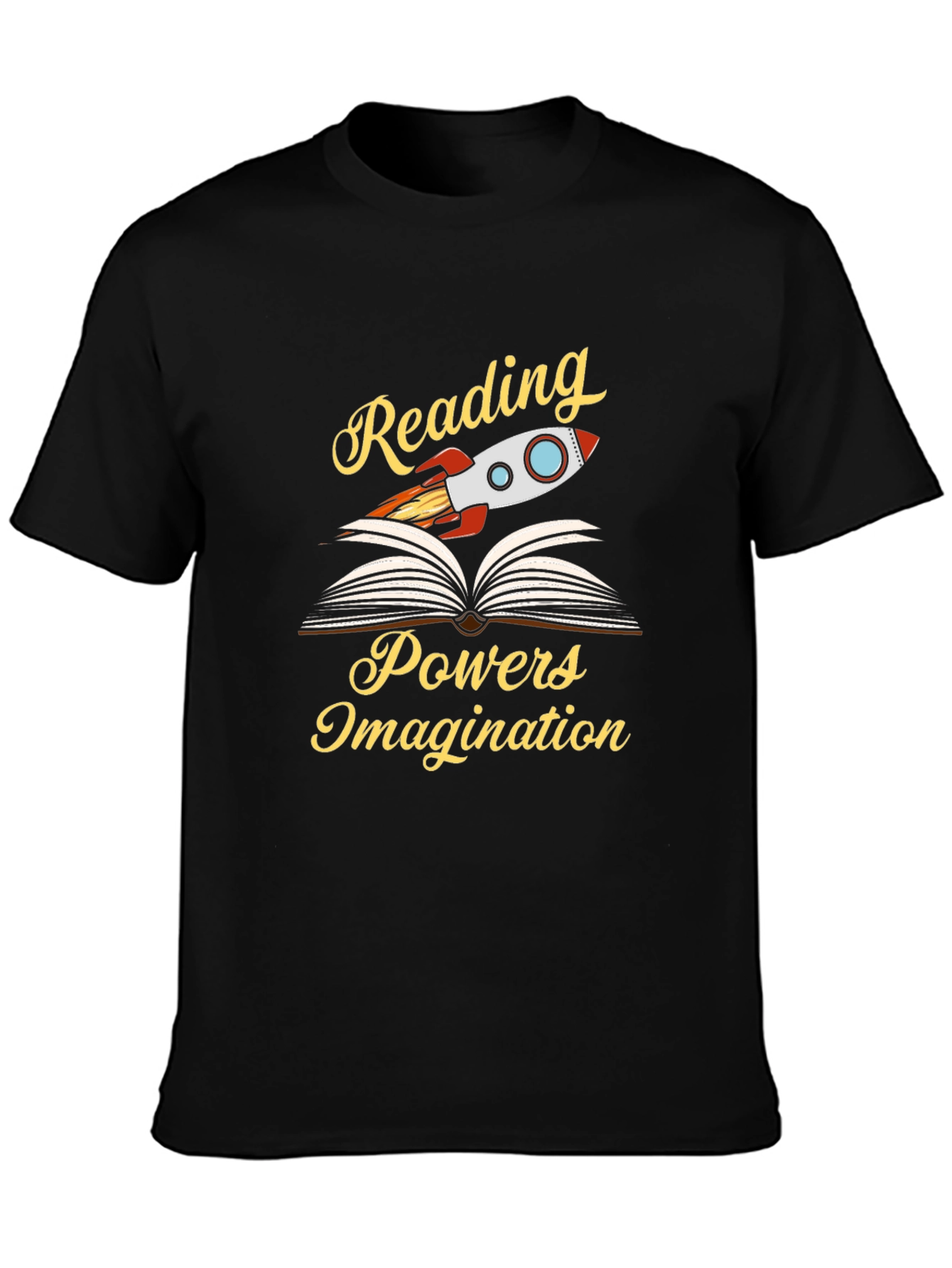 Reading Powers Imagination T-Shirt - Book Lover Rocket Tee