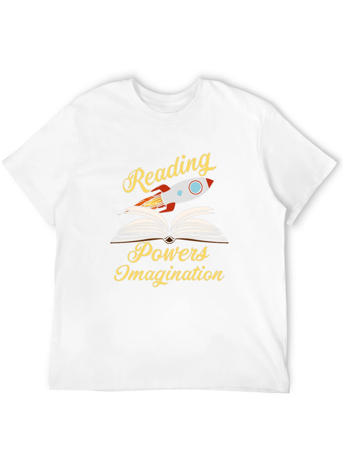 Reading Powers Imagination T-Shirt - Book Lover Rocket Tee
