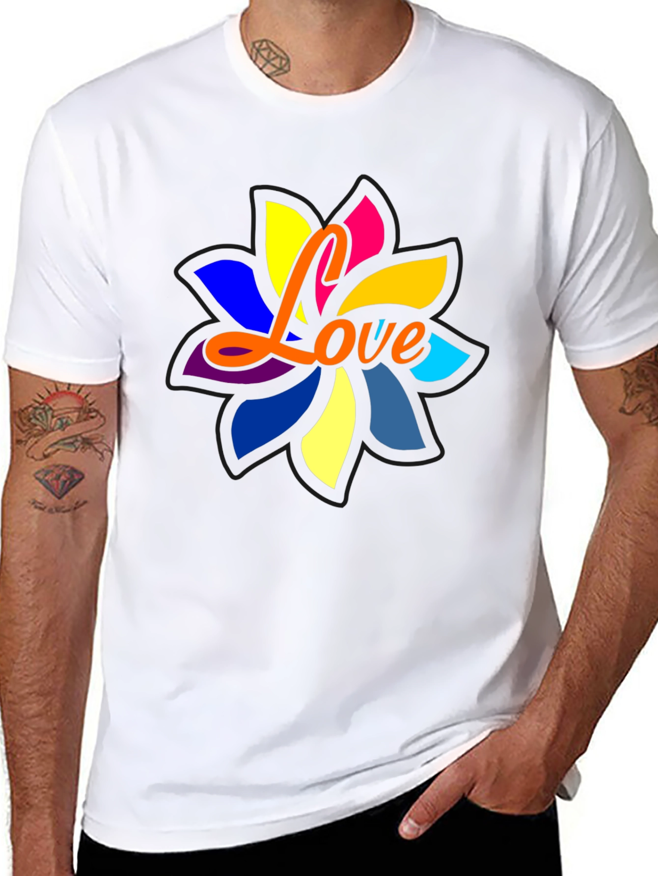Love Flower Graphic Black T-Shirt