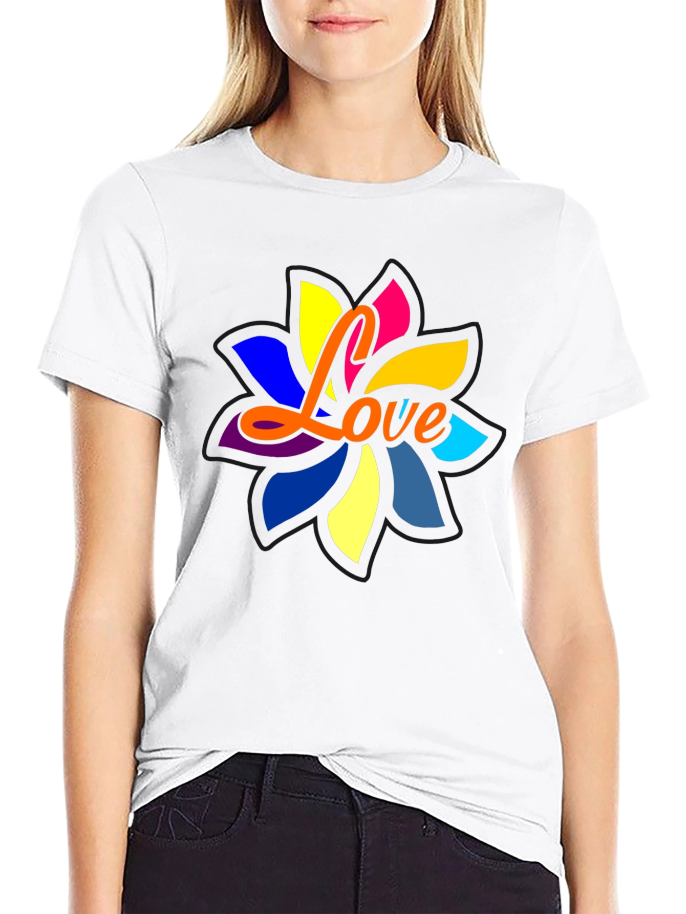 Love Flower Graphic Black T-Shirt