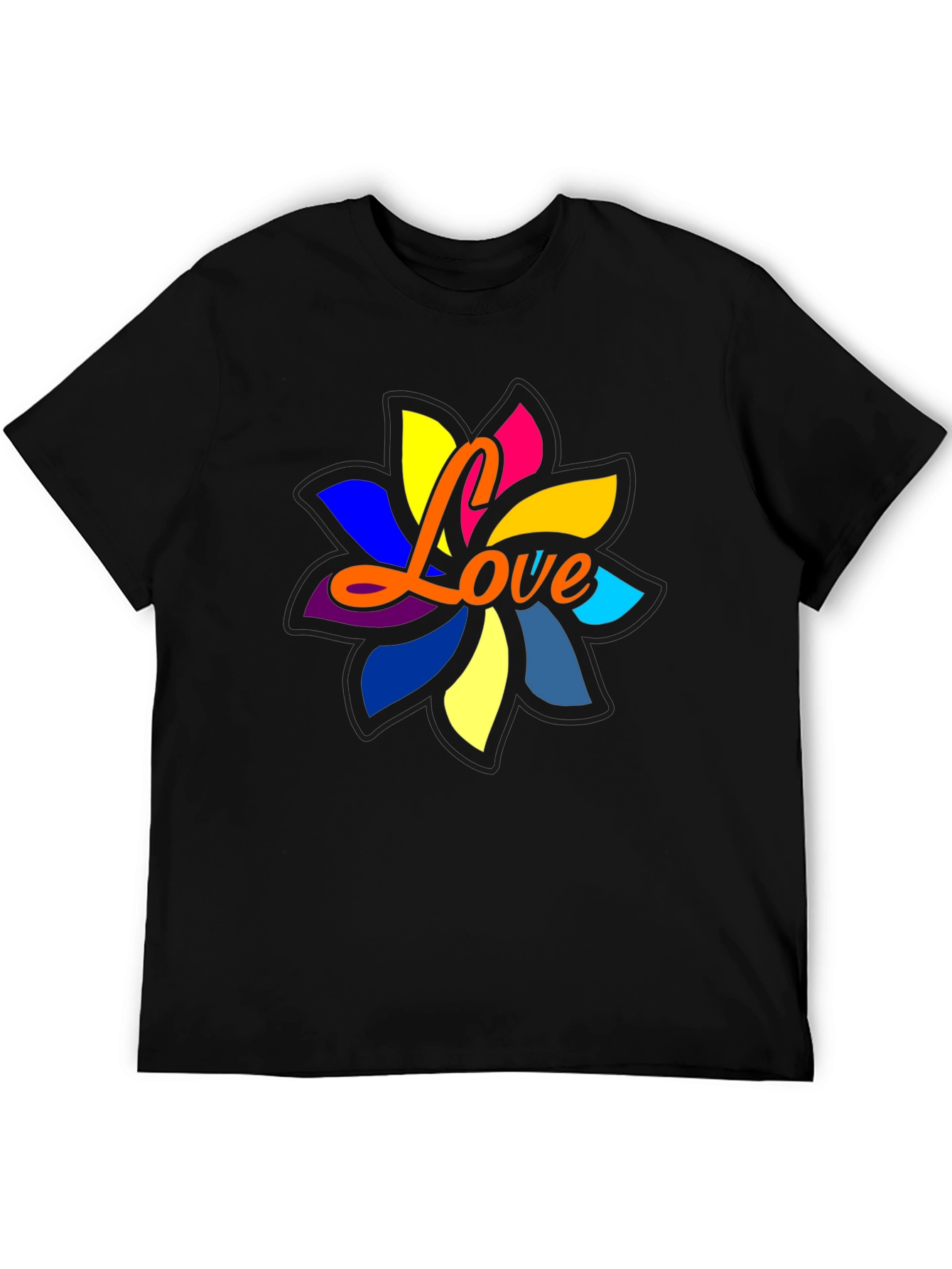 Love Flower Graphic Black T-Shirt