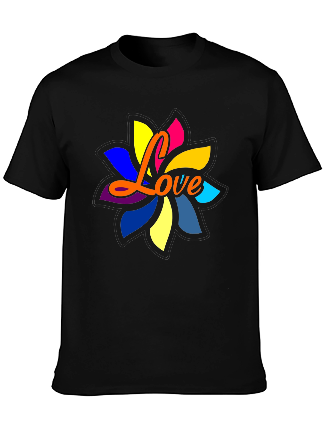 Love Flower Graphic Black T-Shirt
