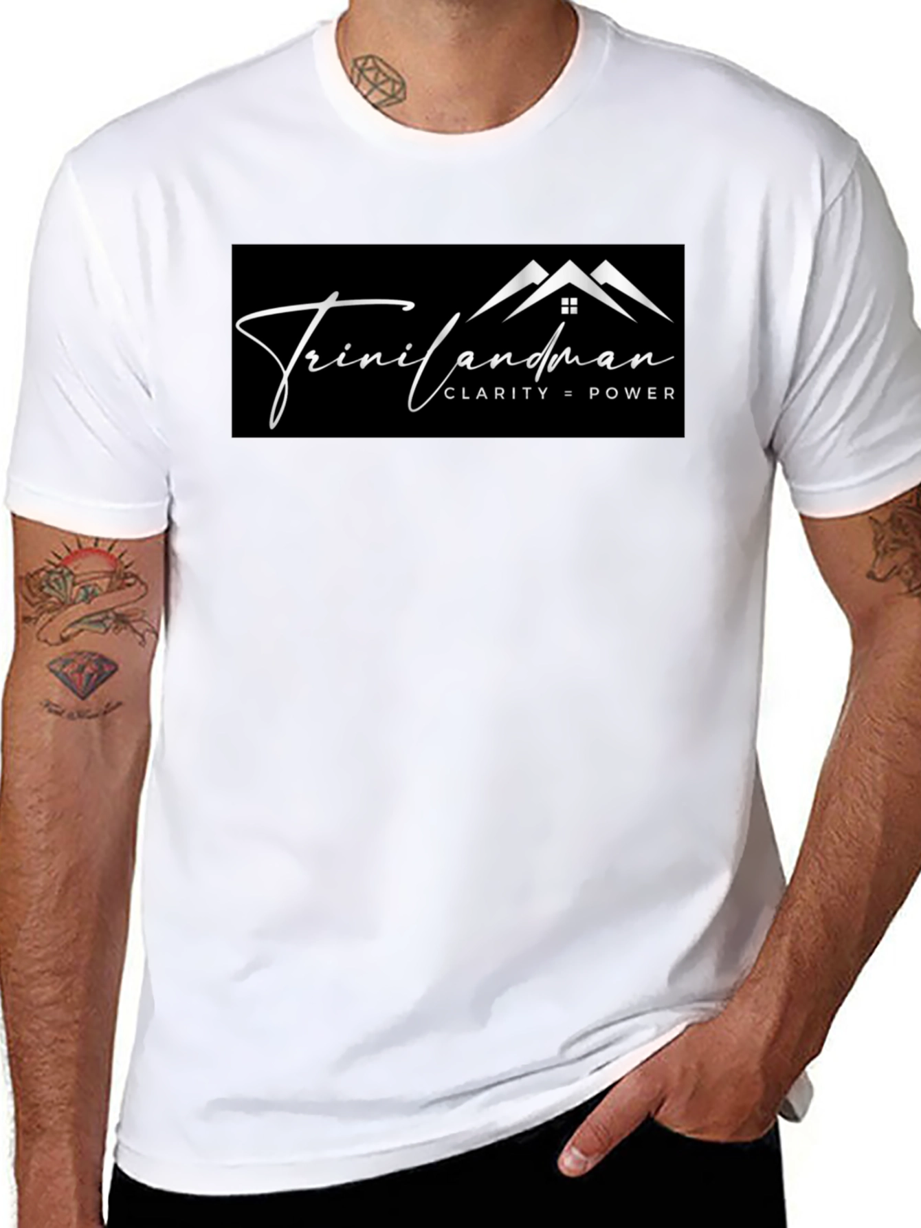 Trinilandman Black Graphic Tee - Clarity = Power