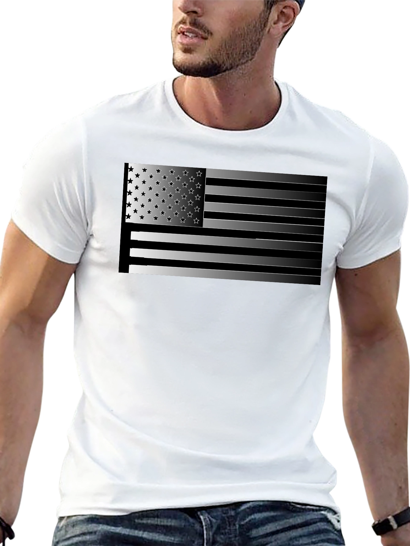 American Flag Graphic Mens Black T-Shirt
