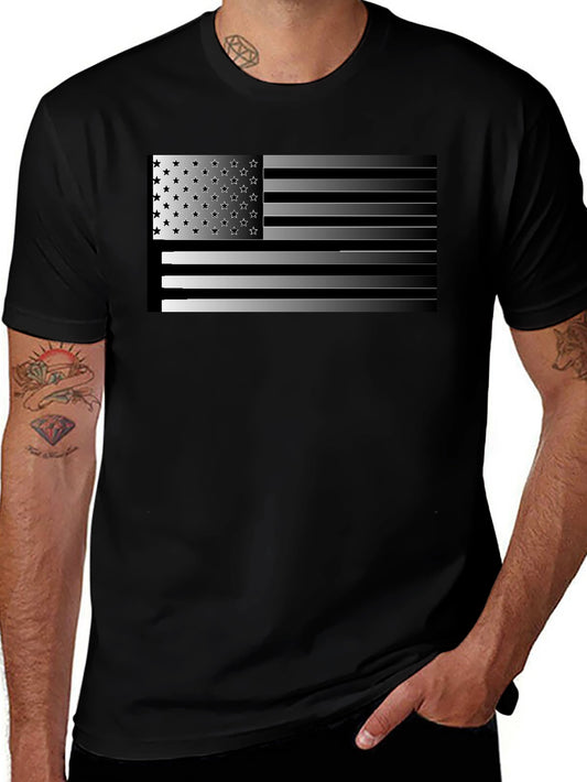 American Flag Graphic Mens Black T-Shirt