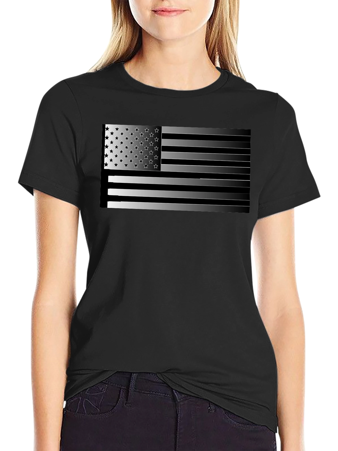 American Flag Graphic Mens Black T-Shirt