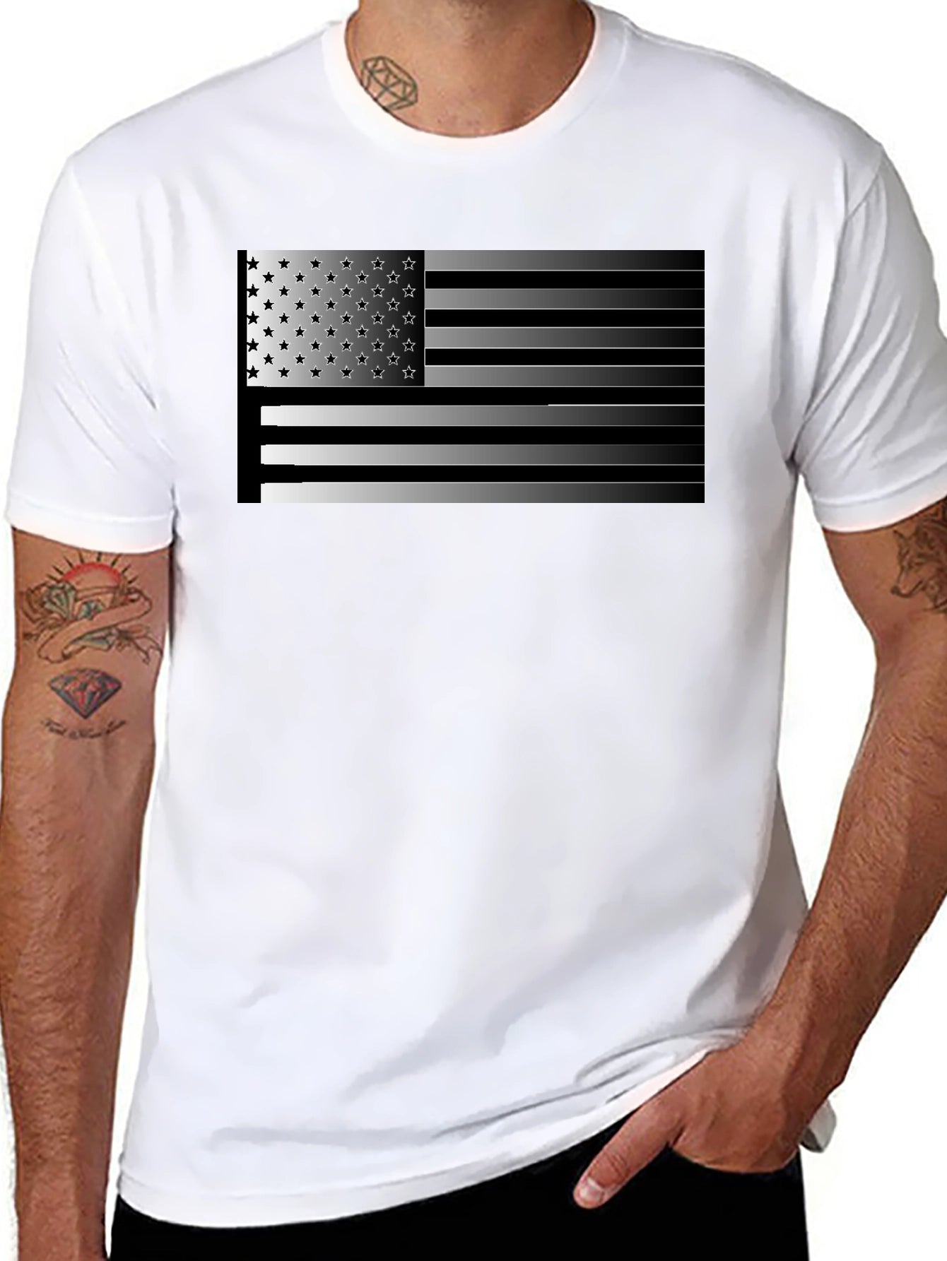 American Flag Graphic Mens Black T-Shirt
