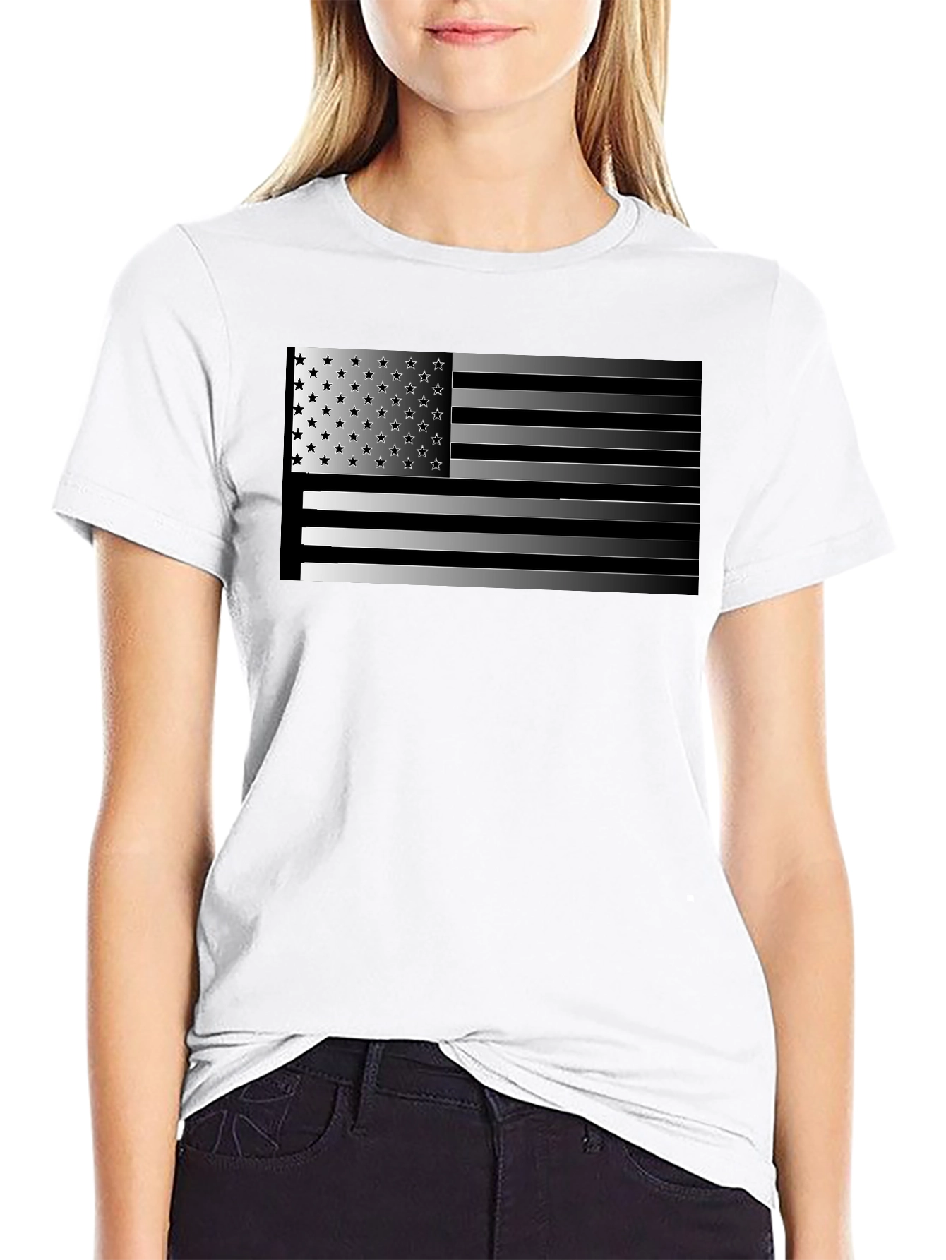 American Flag Graphic Mens Black T-Shirt