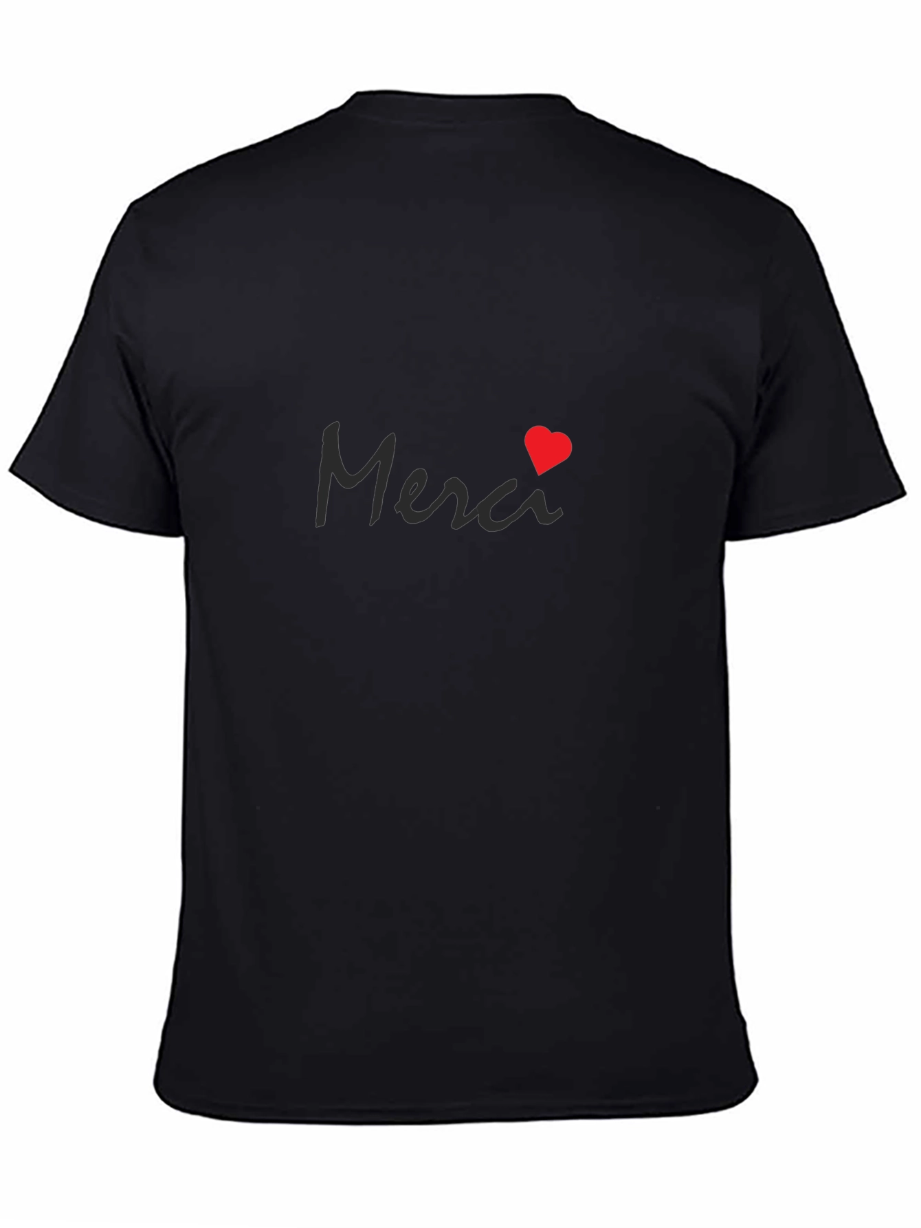 Merci Heart Graphic Black T-Shirt