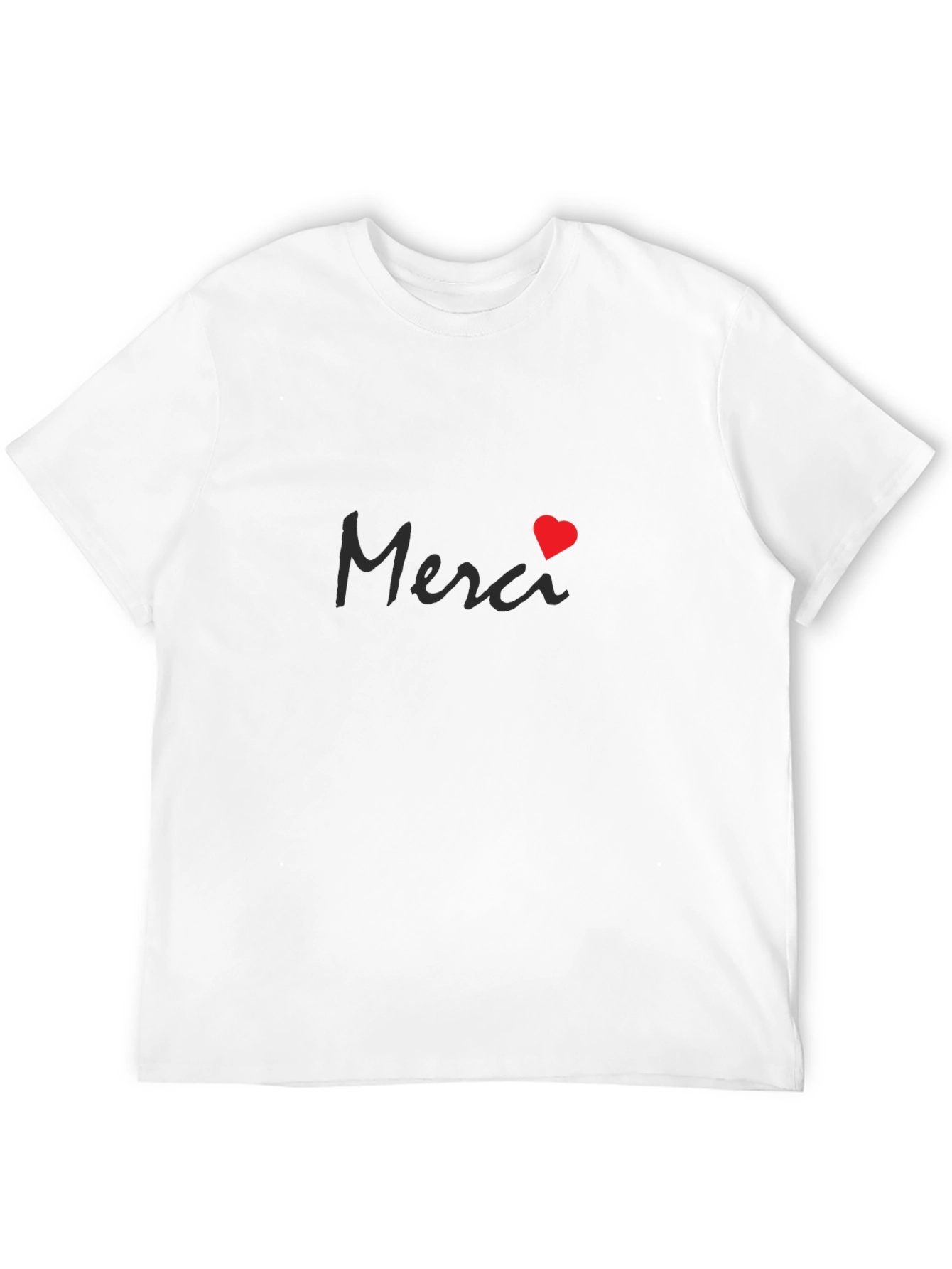 Merci Heart Graphic Black T-Shirt