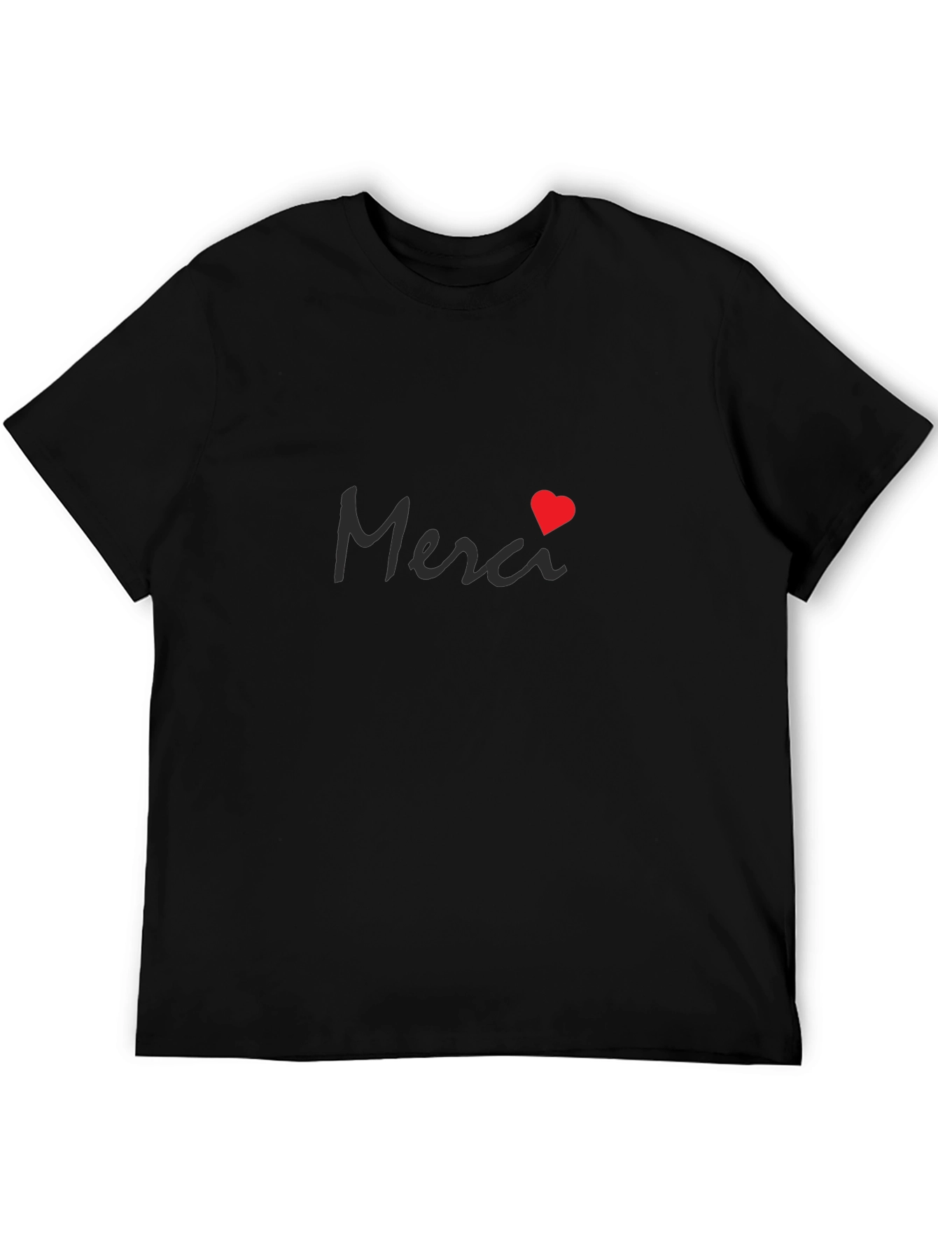 Merci Heart Graphic Black T-Shirt