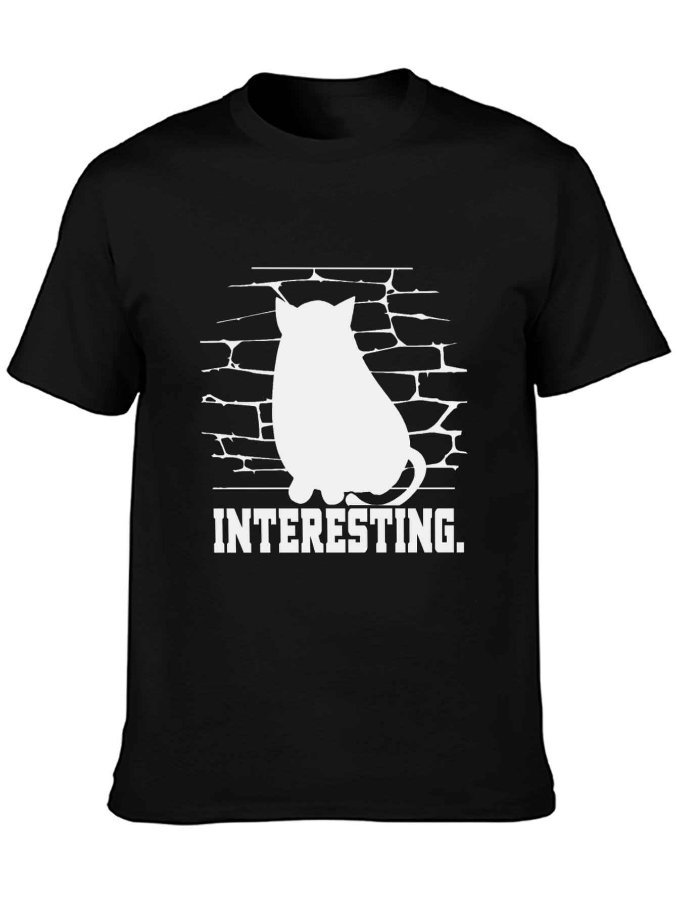 Interesting Cat Brick Wall Graphic Tee