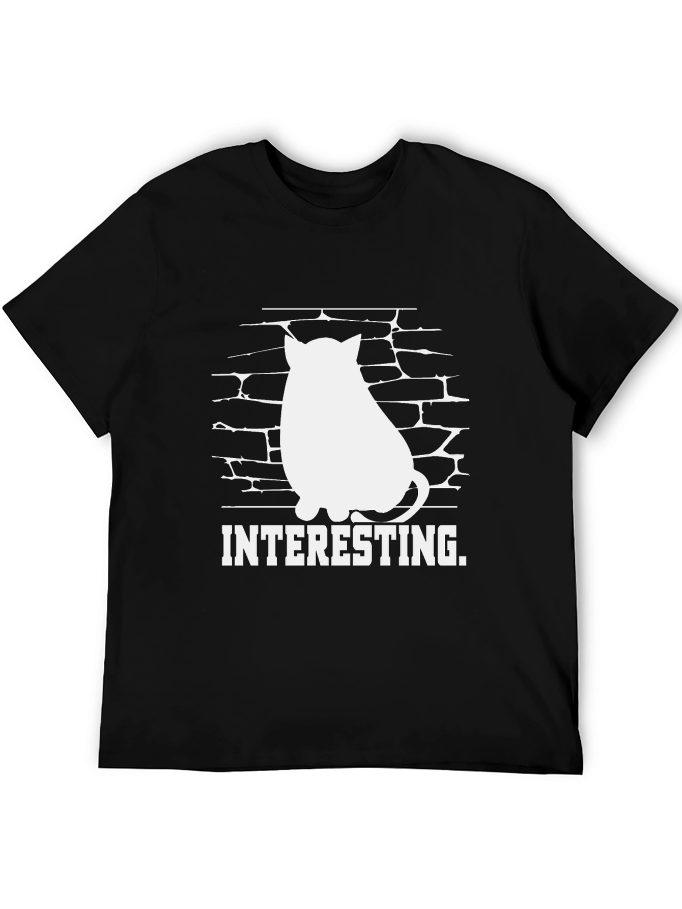 Interesting Cat Brick Wall Graphic Tee