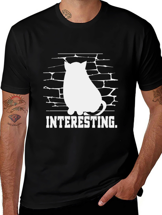 Interesting Cat Brick Wall Graphic Tee