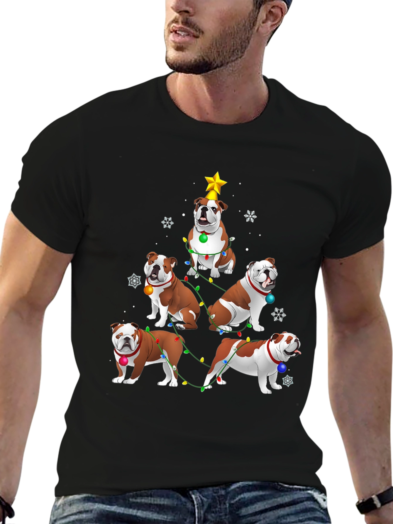 Bulldog Christmas Tree Graphic Tee