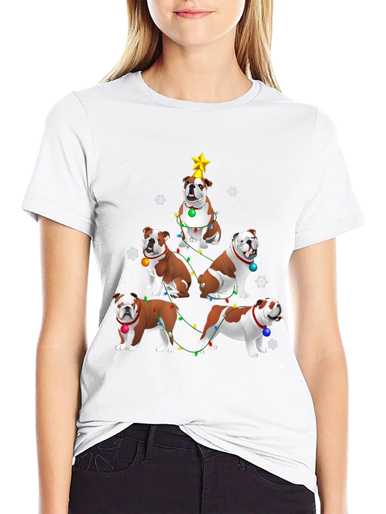 Bulldog Christmas Tree Graphic Tee