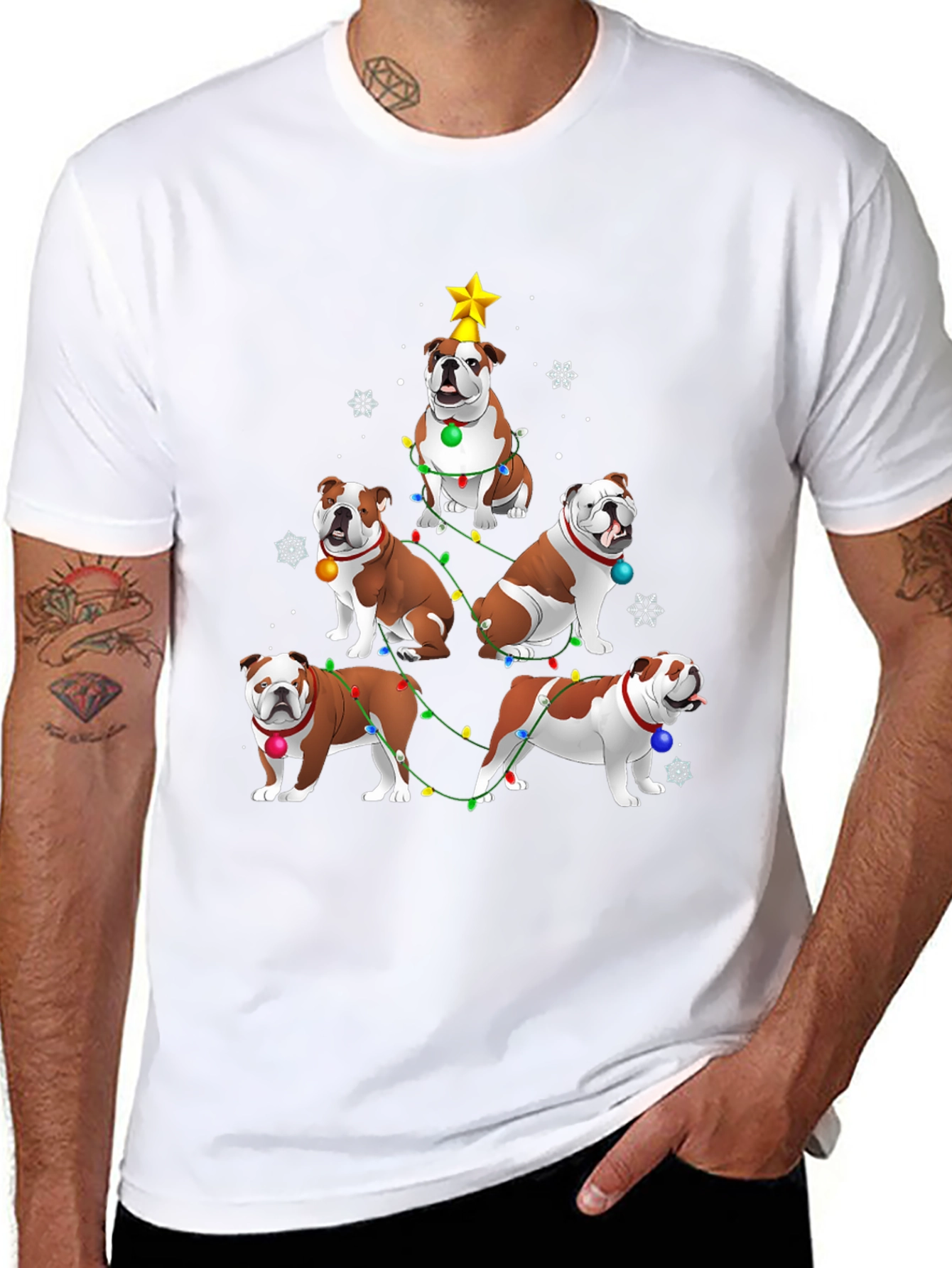 Bulldog Christmas Tree Graphic Tee