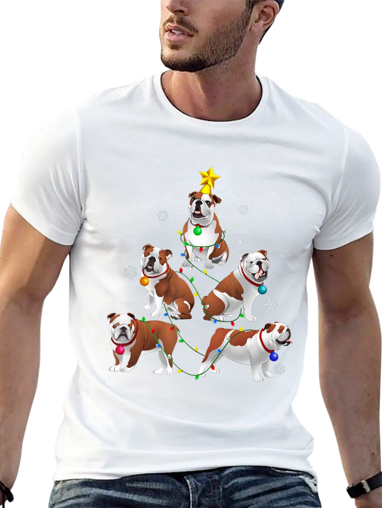 Bulldog Christmas Tree Graphic Tee