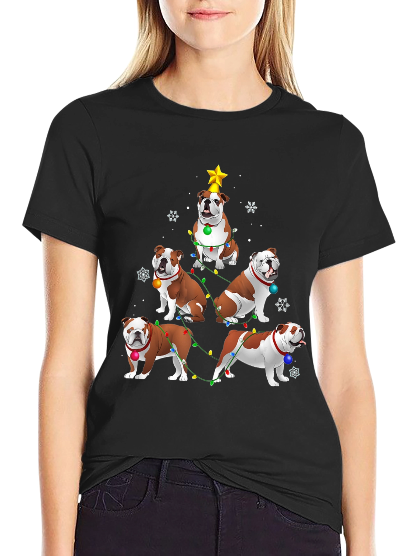 Bulldog Christmas Tree Graphic Tee