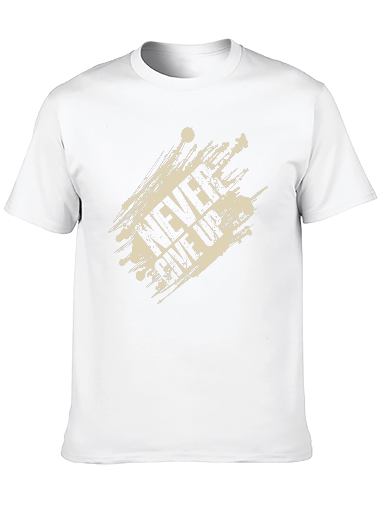 Mens Never Give Up Graphic Print Black T-Shirt